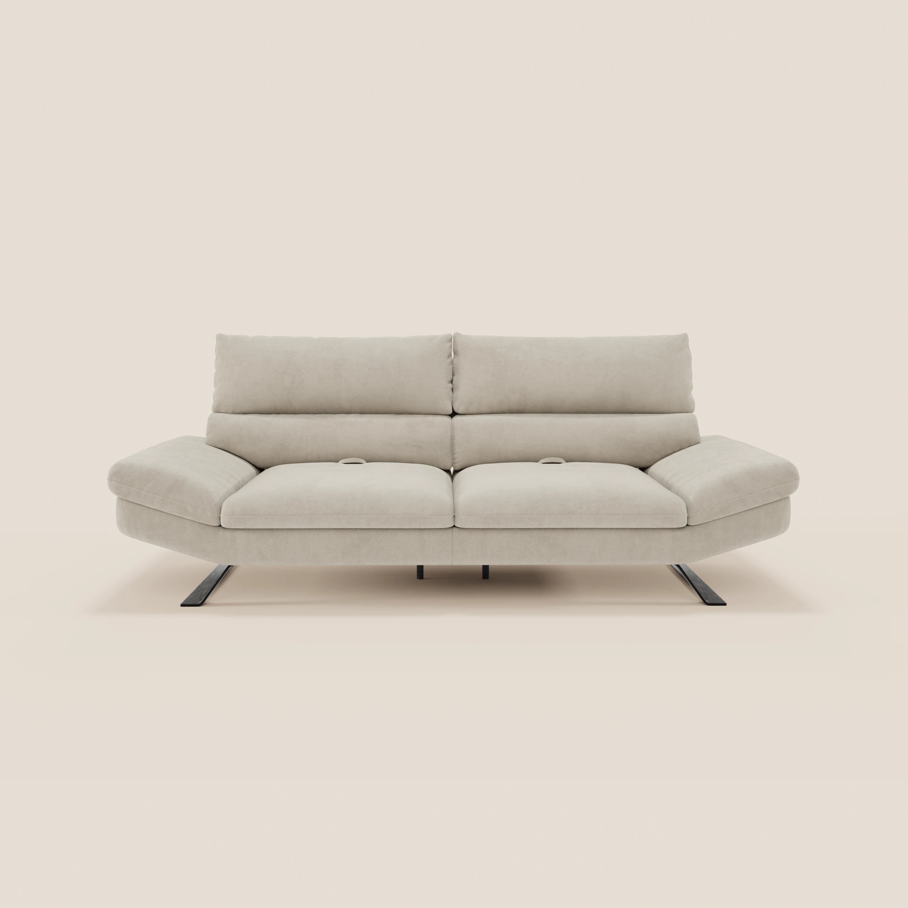Eclipse Divano dal design moderno 2 e 3 posti con schienali traslanti - piedini alti in elegante microfibra smacchiabile T11 - divani.store