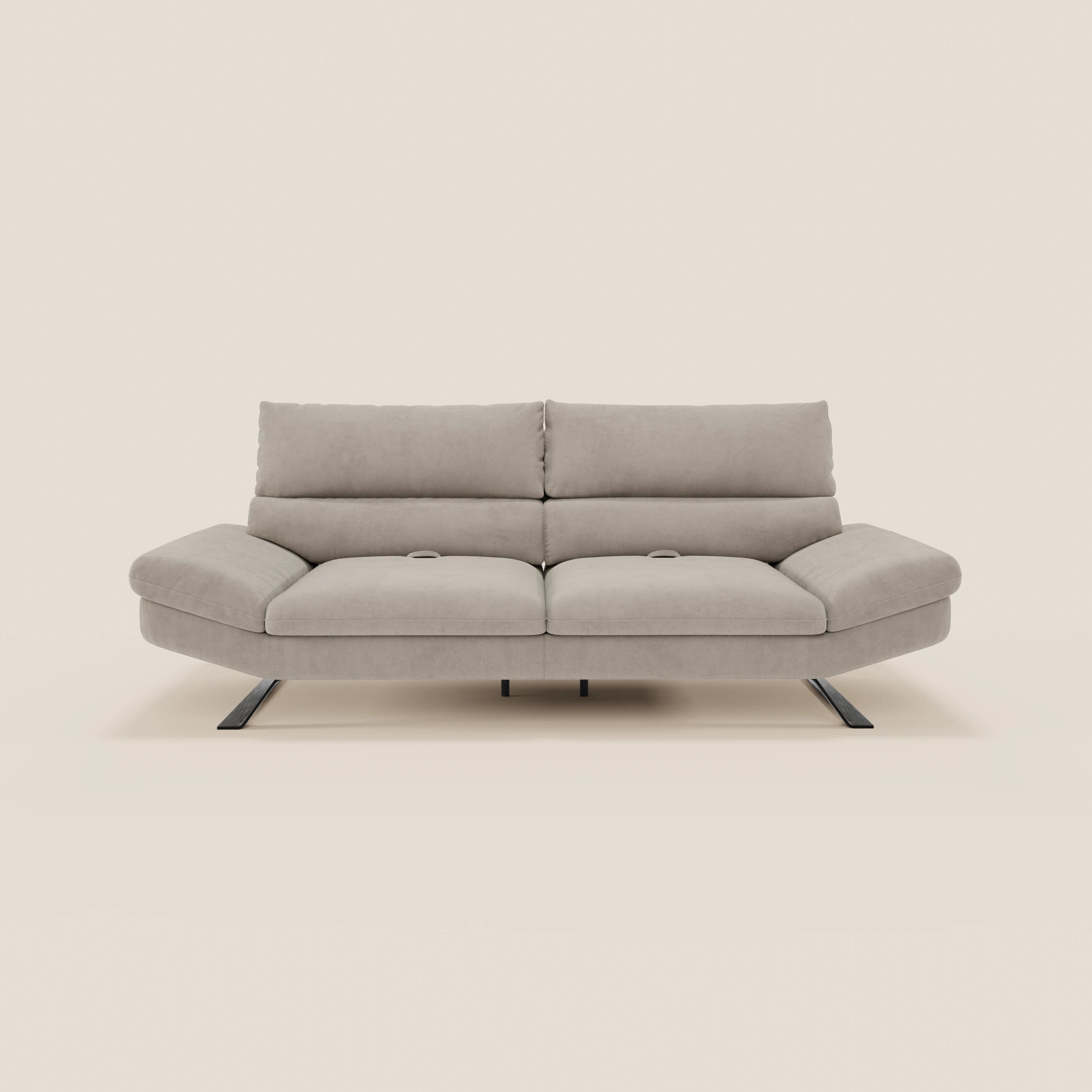 Eclipse Divano dal design moderno 2 e 3 posti con schienali traslanti - piedini alti in elegante microfibra smacchiabile T11 - divani.store
