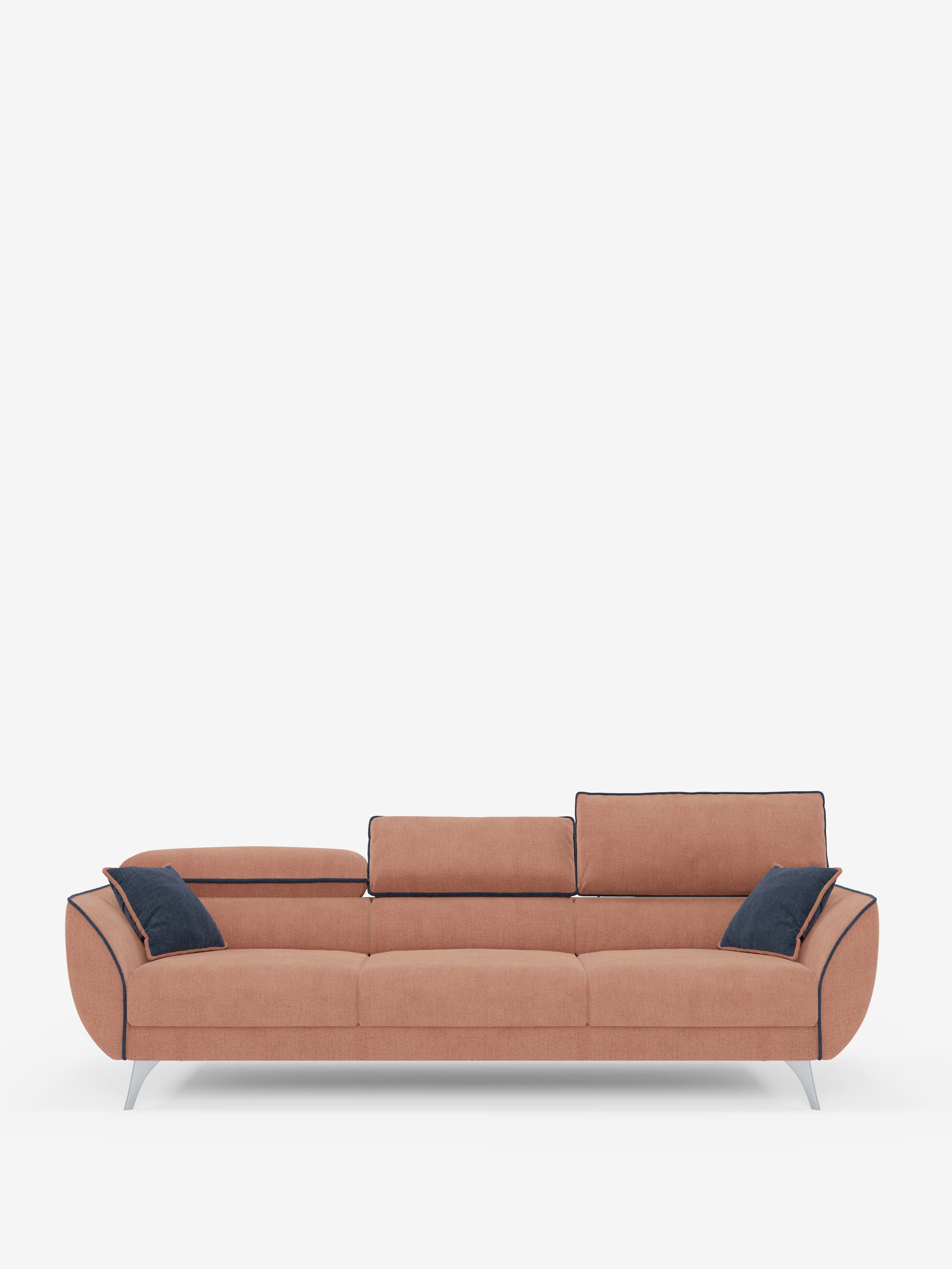 Michelangelo 4 places bicolore - Canapé avec 3 assises coulissantes et têtières réglables en tissu détachable T23