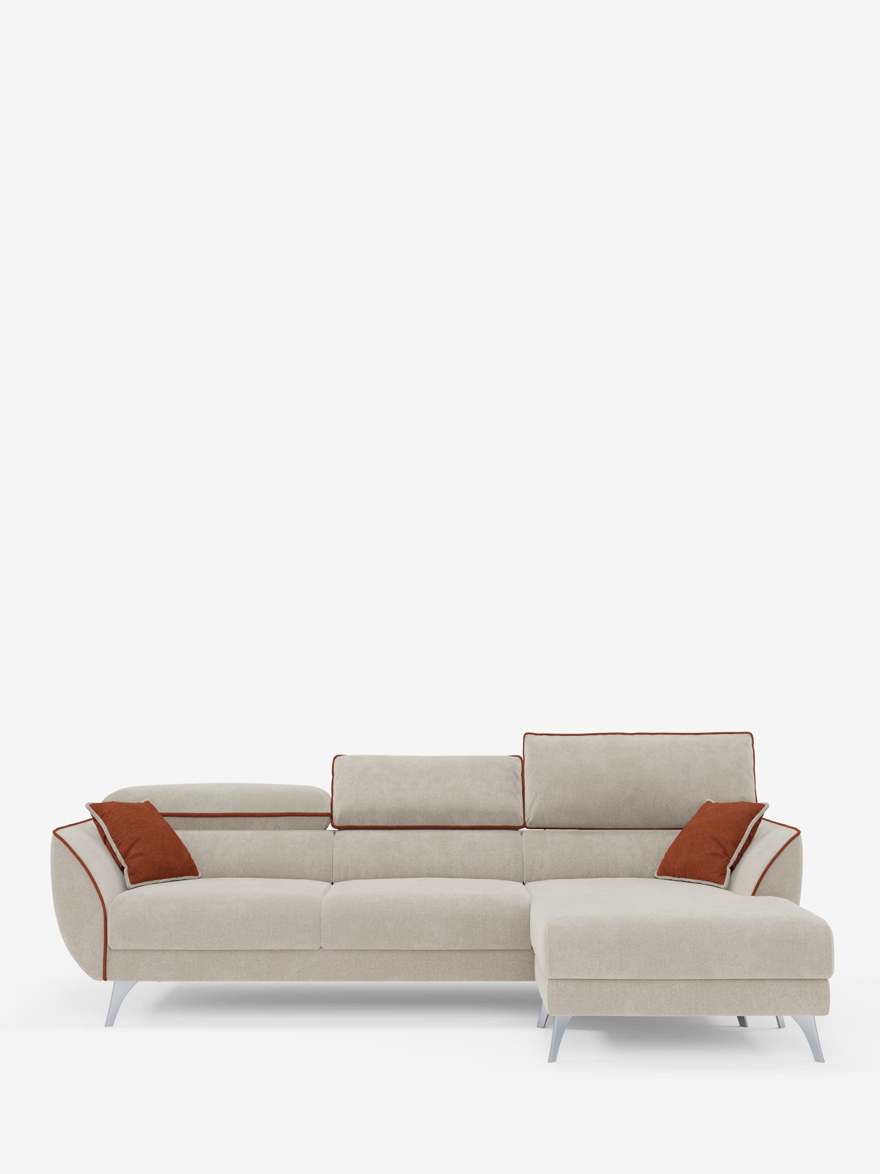 Michelangelo Canapé d'angle bicolore avec chaise longue et assises coulissantes - têtières réglables en tissu détachabale T23