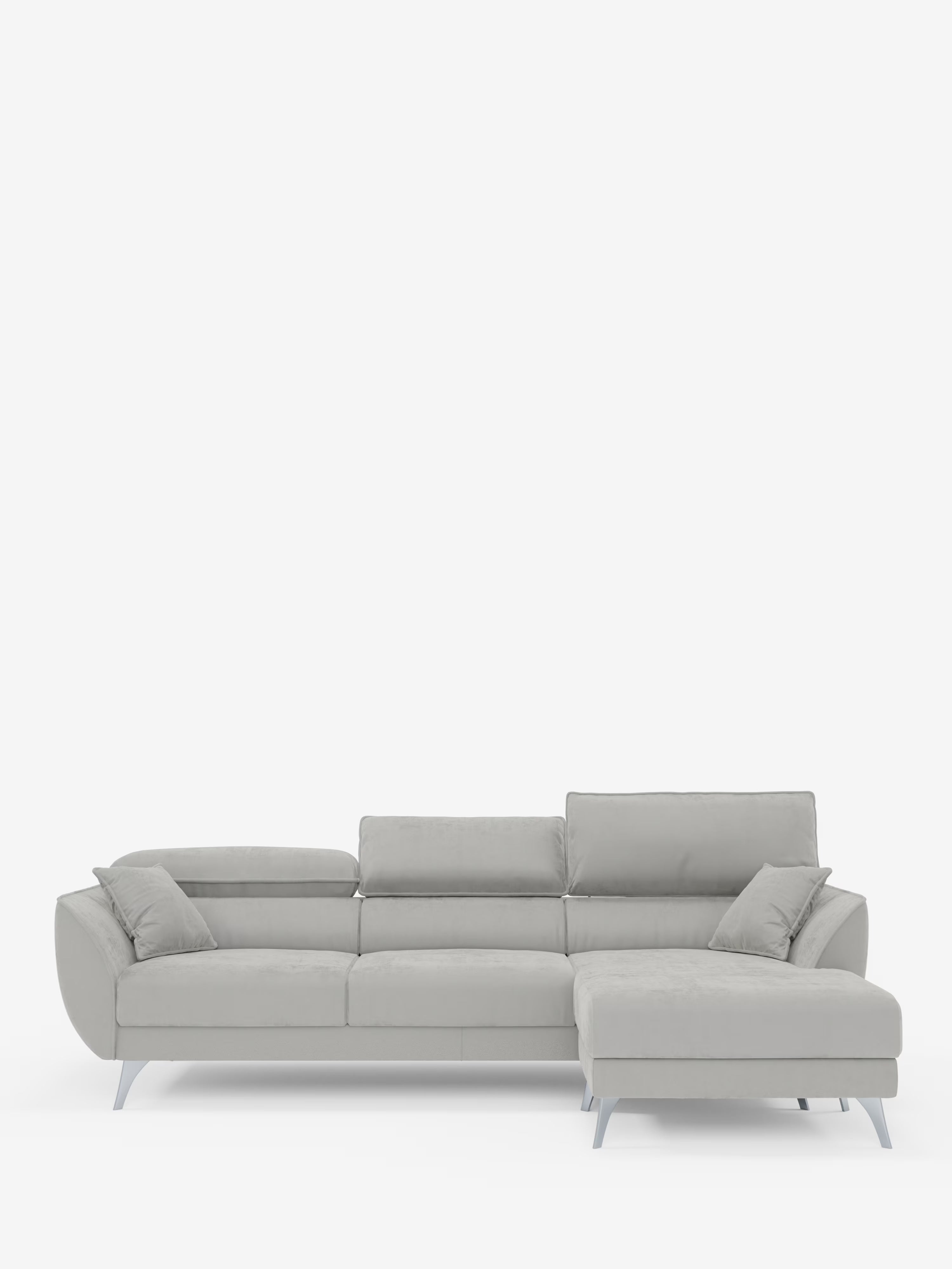 Michelangelo Canapé d'angle avec chaise longue et assises coulissantes - têtières réglables en tissu raffiné détachable effet velouté T30