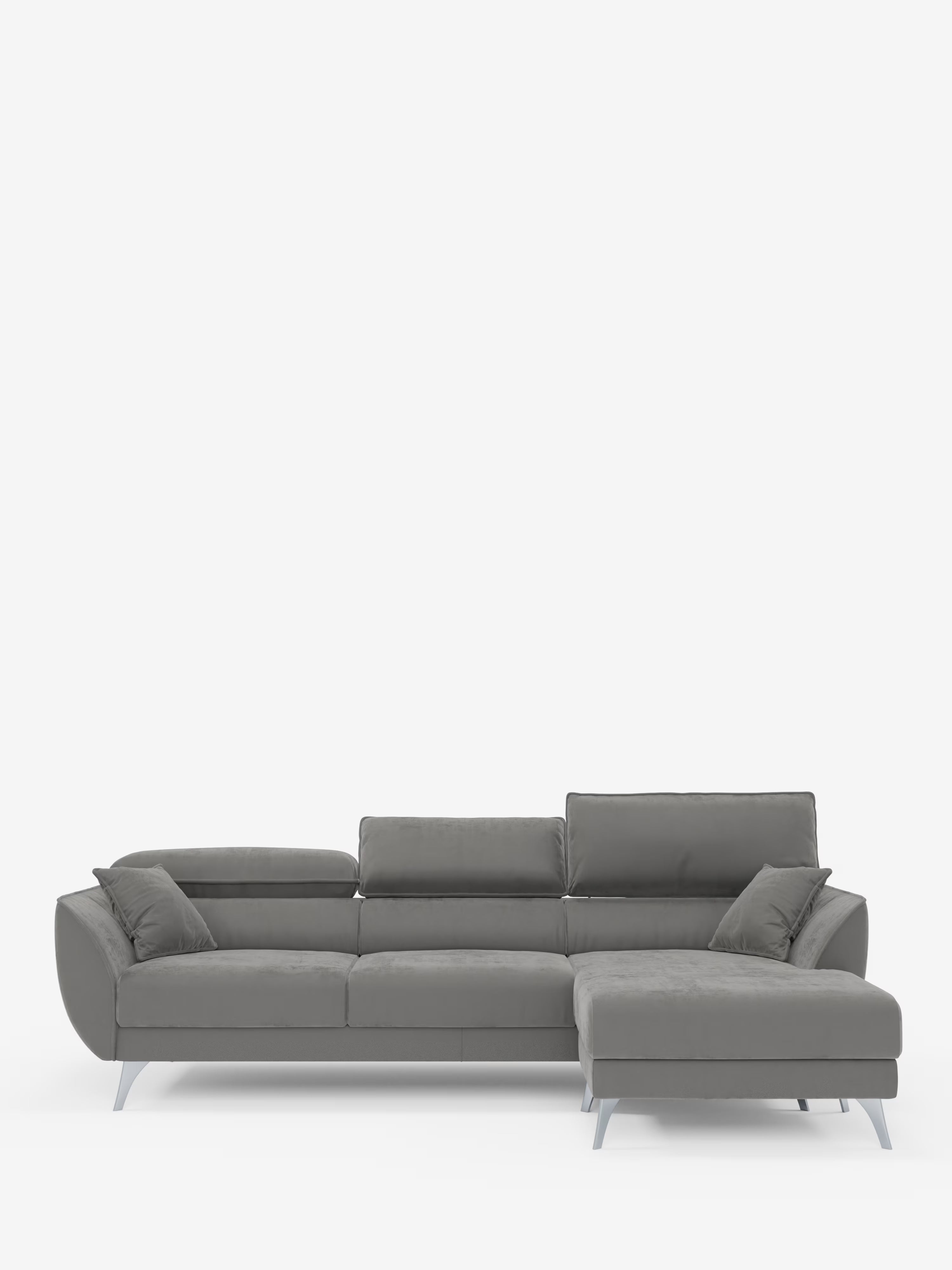 Michelangelo Canapé d'angle avec chaise longue et assises coulissantes - têtières réglables en tissu raffiné détachable effet velouté T30