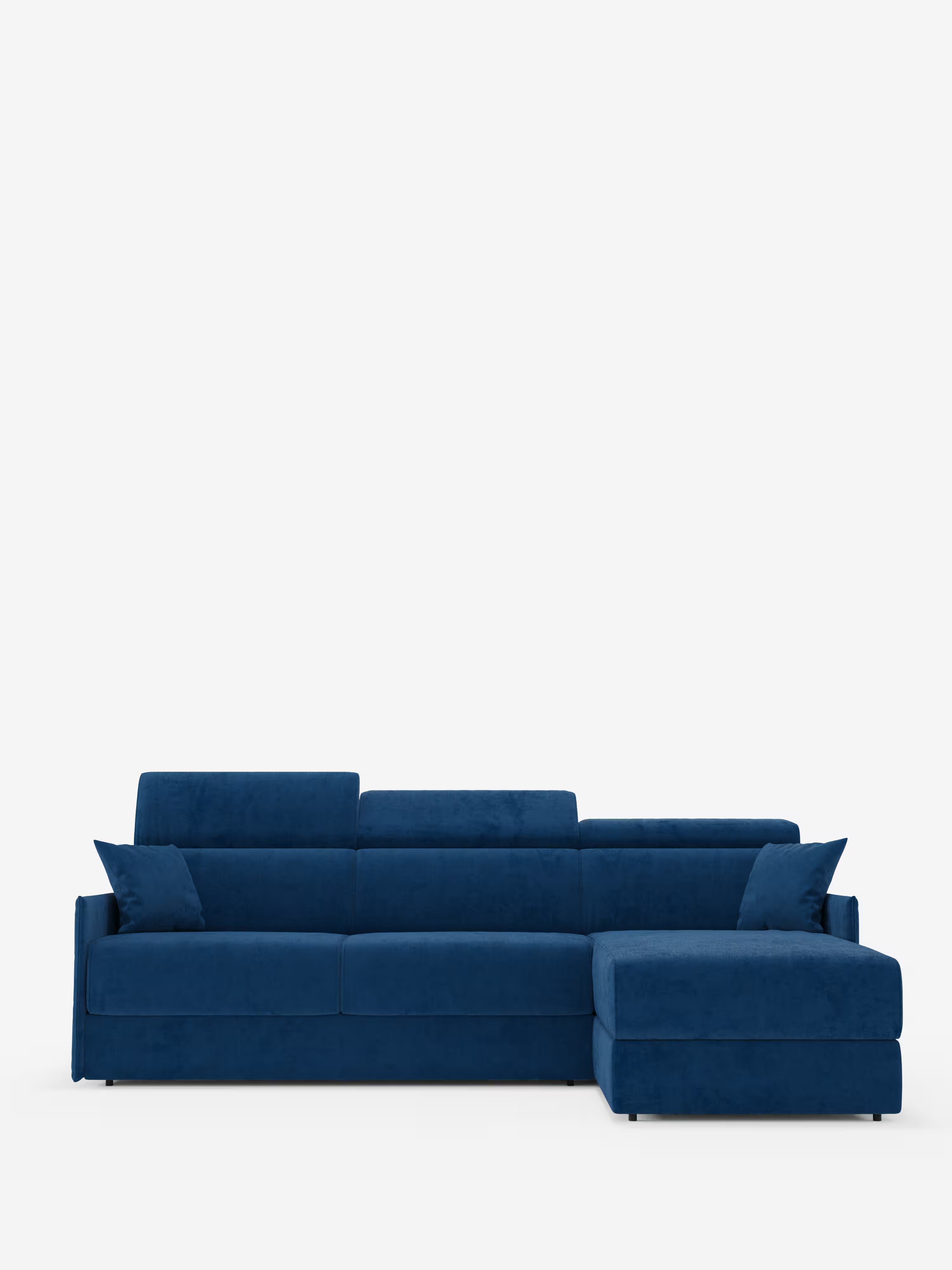 Miryam canapé convertible d'angle compact - têtières inclinables et méridienne coffre en tissu détachable T31
