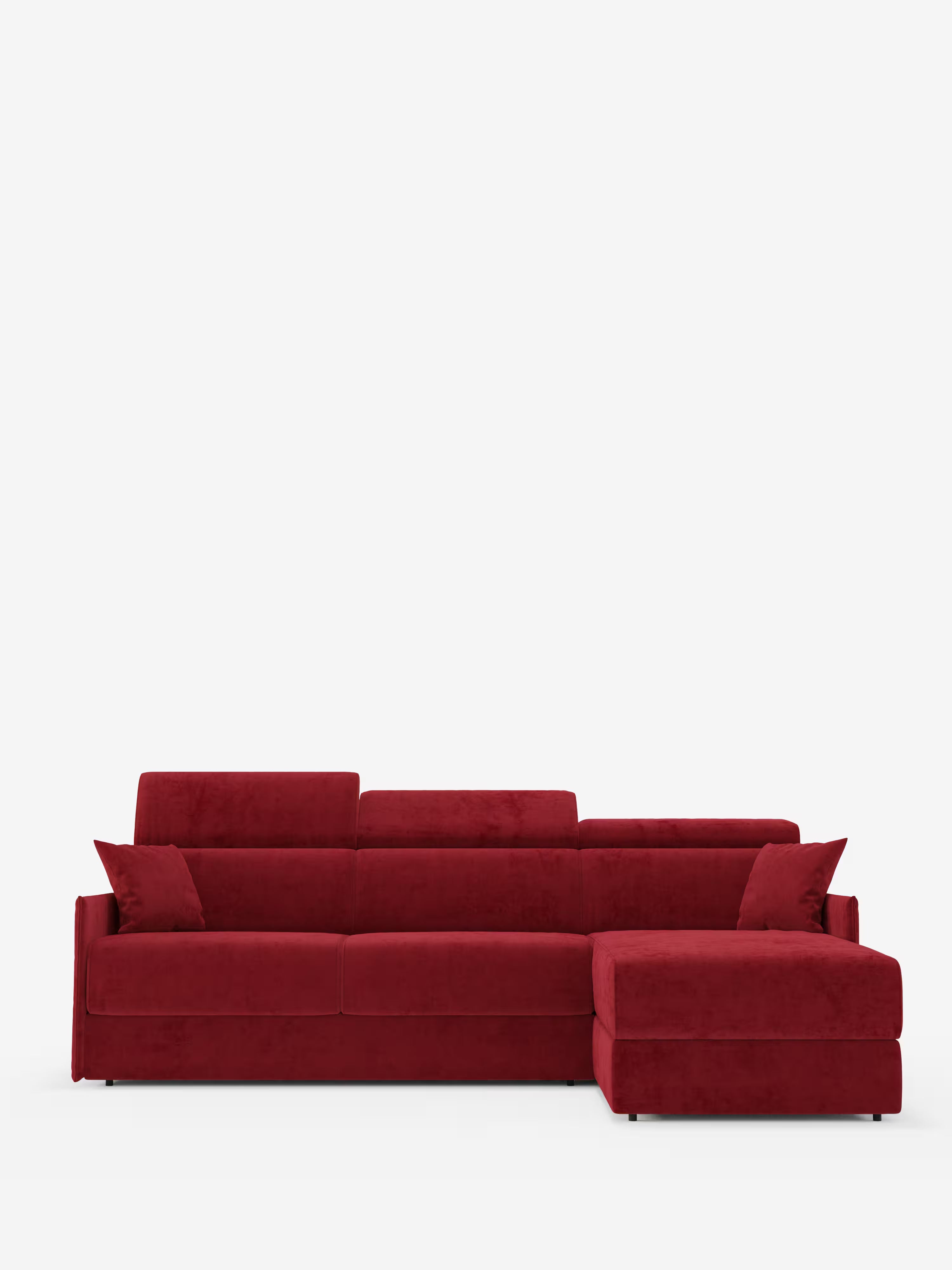 Miryam canapé convertible d'angle compact - têtières inclinables et méridienne coffre en tissu détachable T31