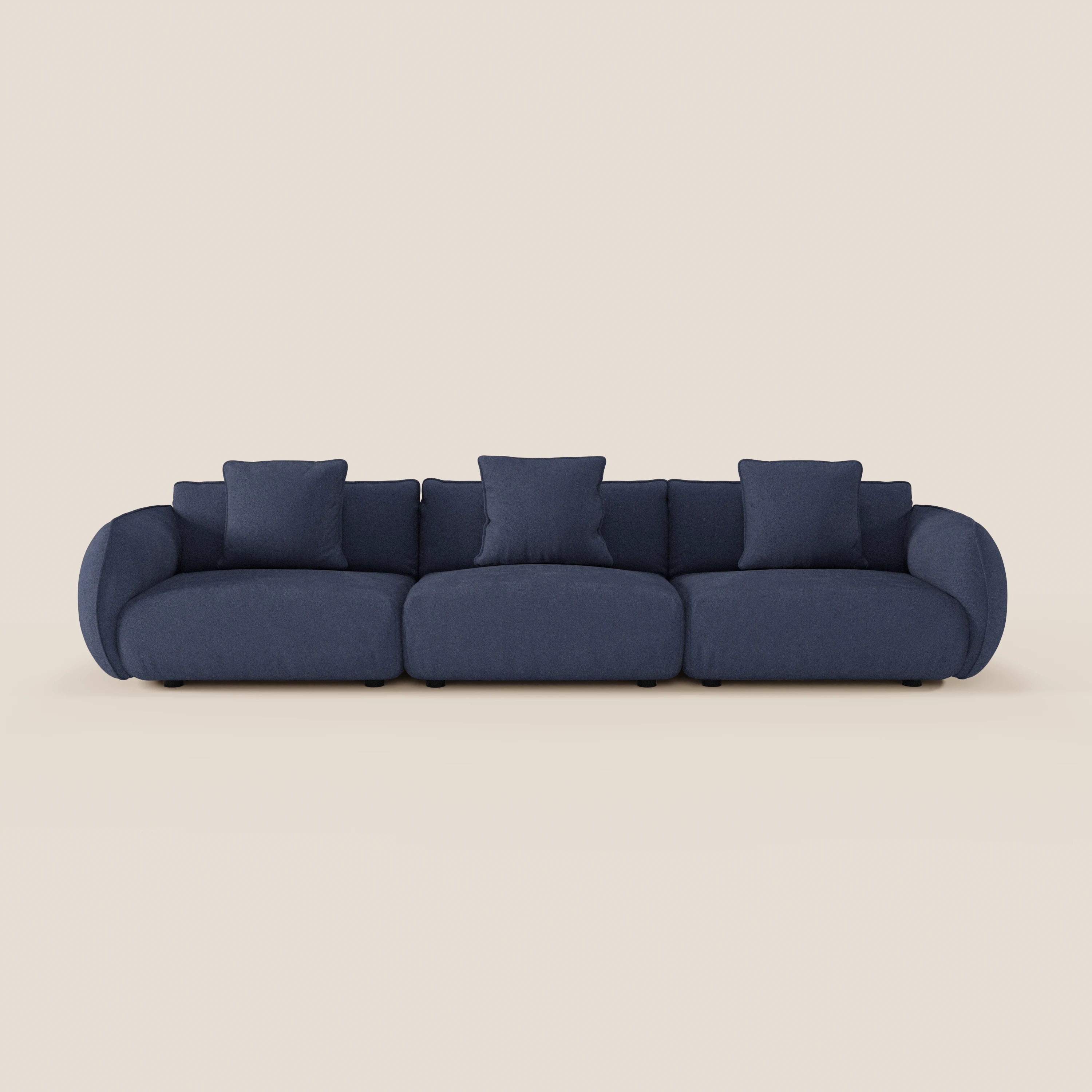 Nimbus divano lineare modulare a 3 sedute componibile in morbido tessuto T33 - divani.store