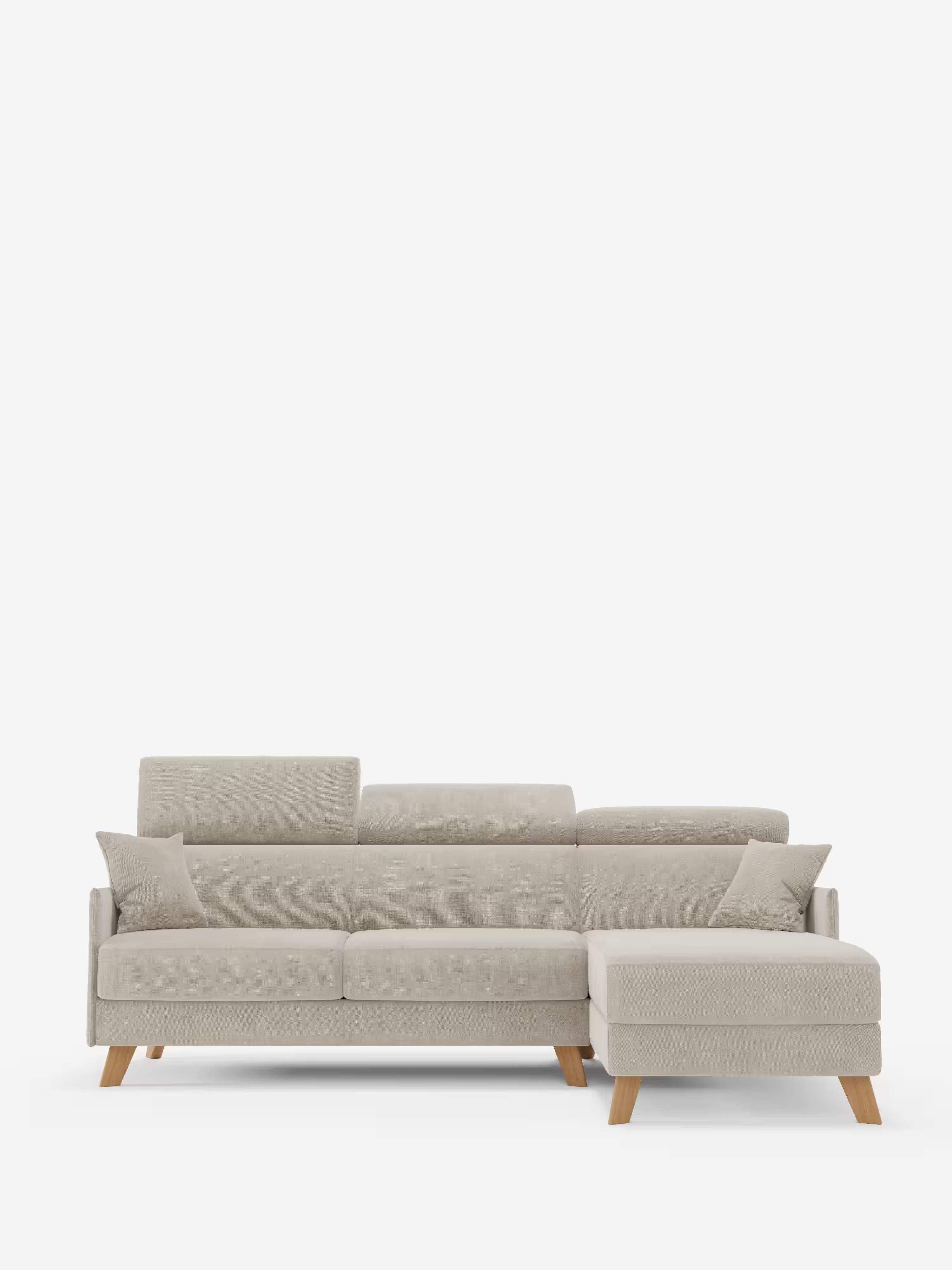 Sole Canapé d'angle convertible avec chaise longue avec coffre et têtières inclinables - tissu détachable T23