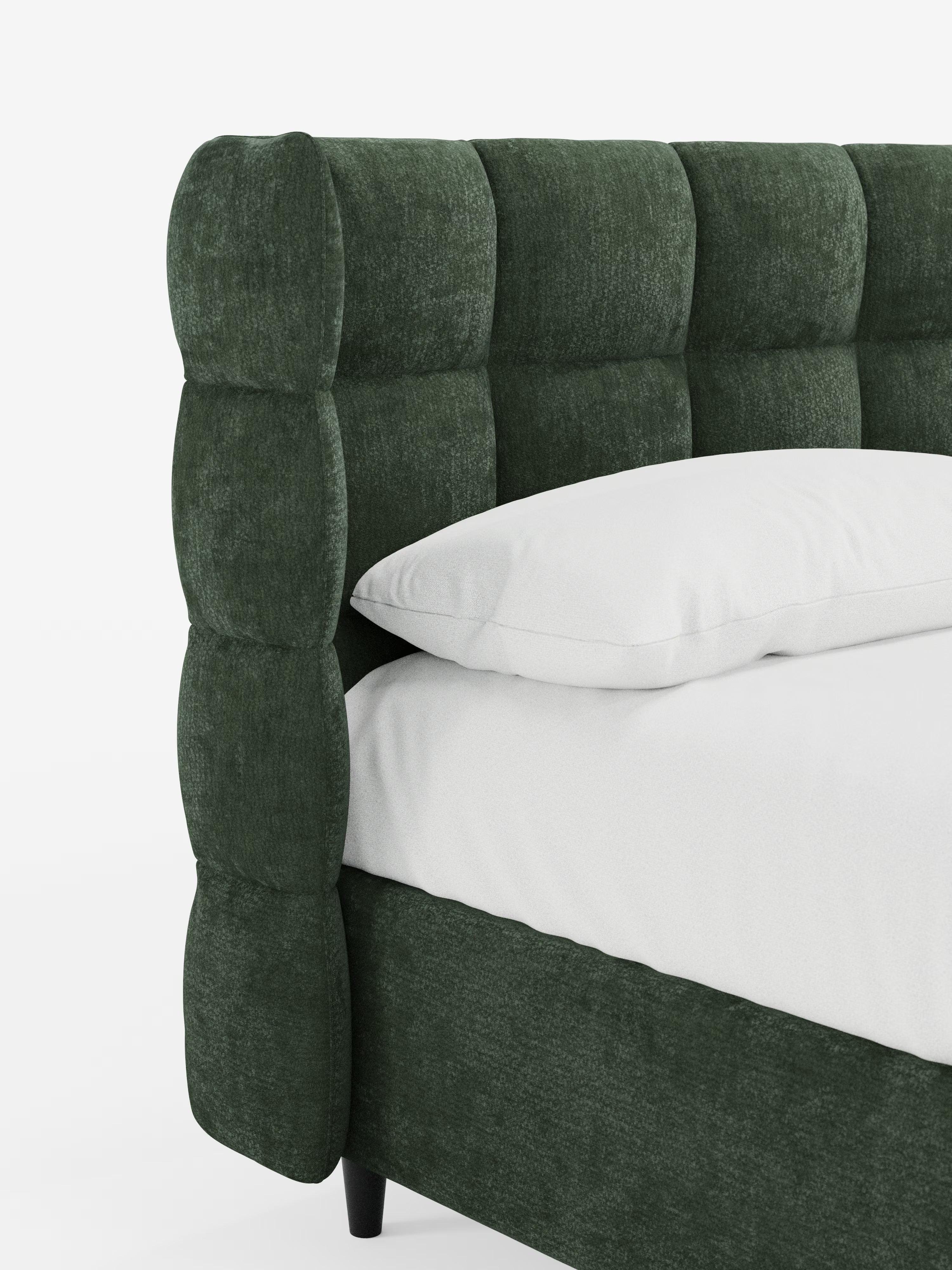 RAGNAR letto imbottito con vano contenitore e testiera capitonné avvolgente - elegante tessuto certificato Oeko-Tex®