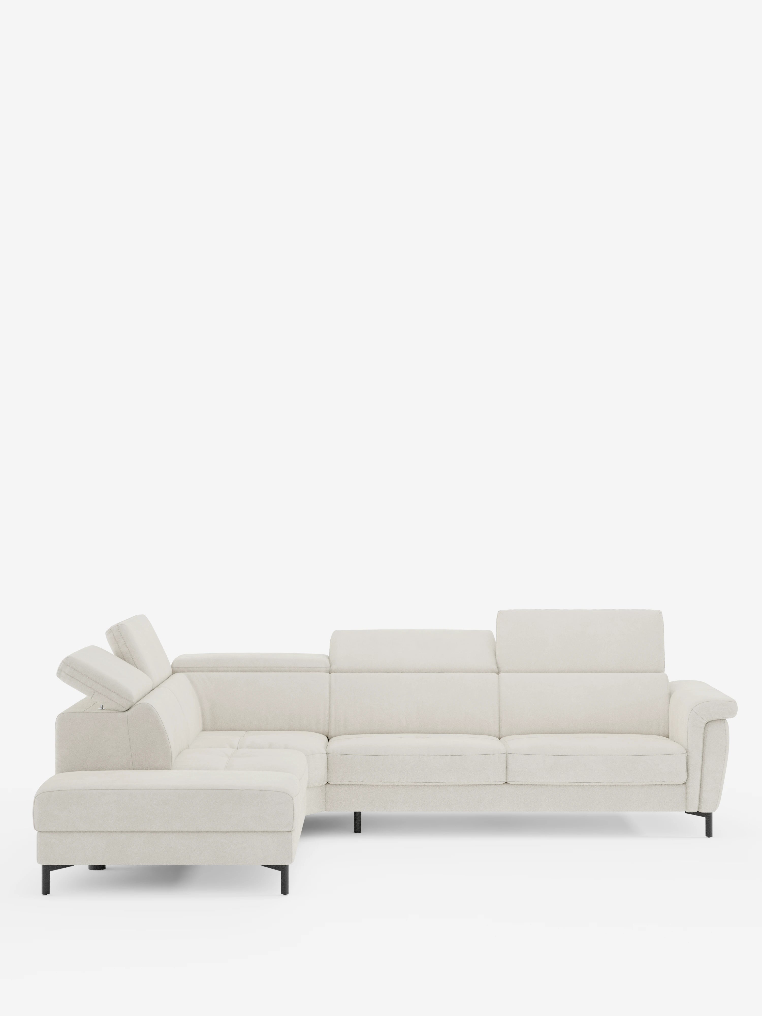 Capri canapé d'angle convertible avec Têtières Réglables et Matelas haute performance en Tissu Effet Velours Détachable T30