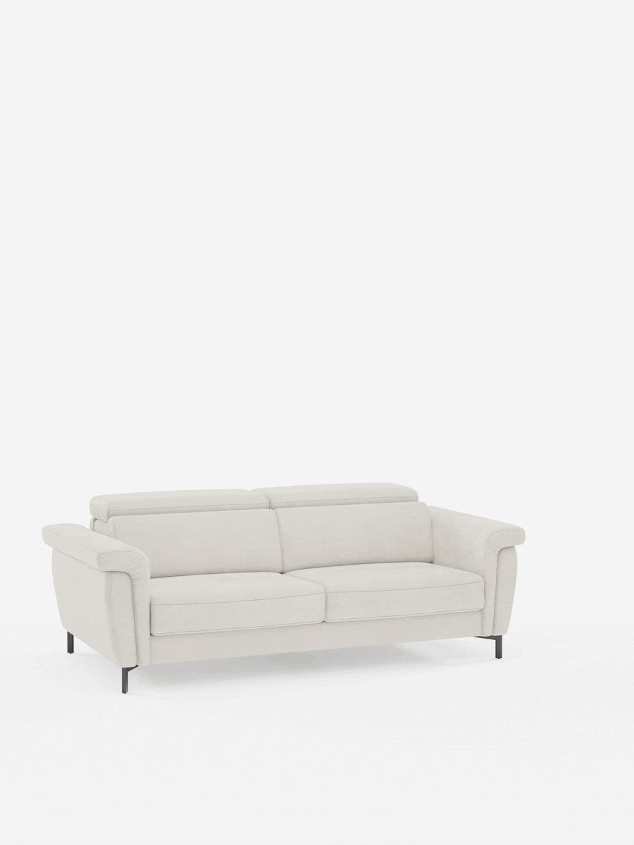 Capri canapé convertible design avec pieds hauts - têtières réglables en tissu raffiné effet velours détachable T30
