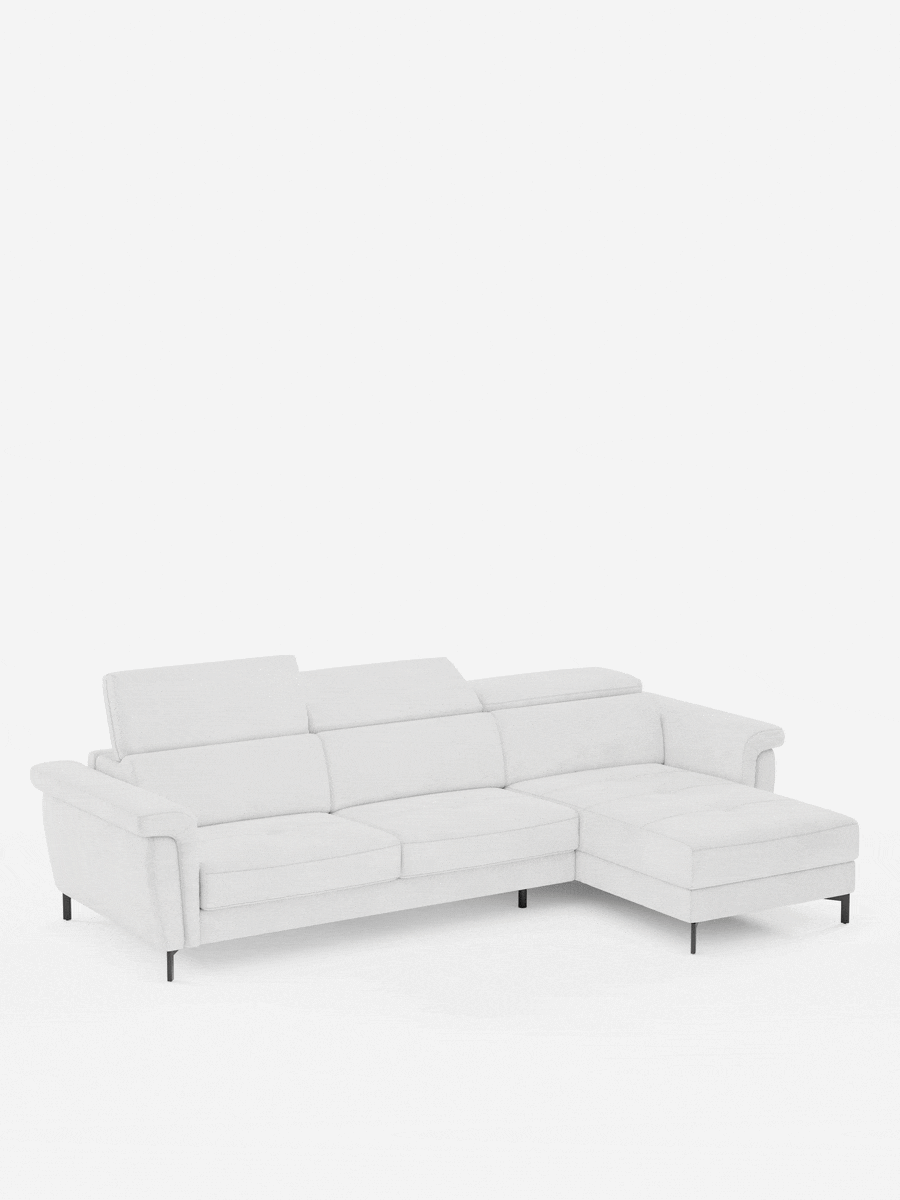 Capri canapé convertible avec méridienne coffre et têtières réglables - Tissu Effet Velours Détachable T30