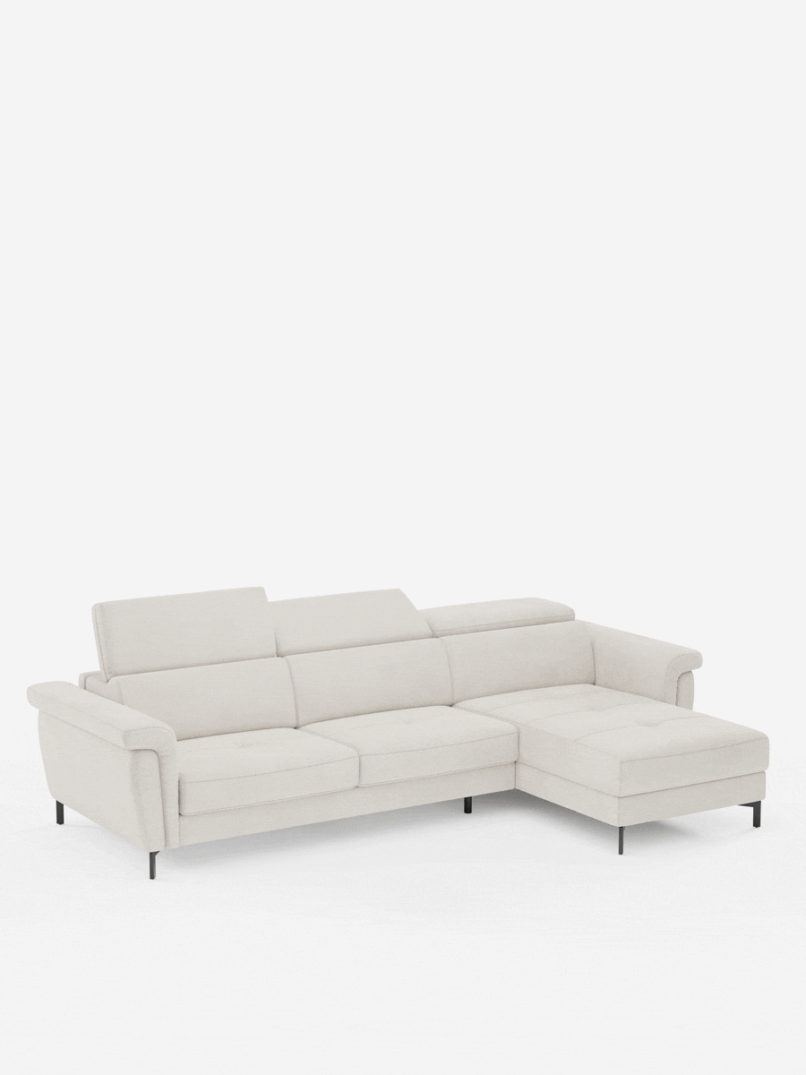Capri canapé convertible avec méridienne coffre et têtières réglables - Tissu Effet Velours Détachable T30