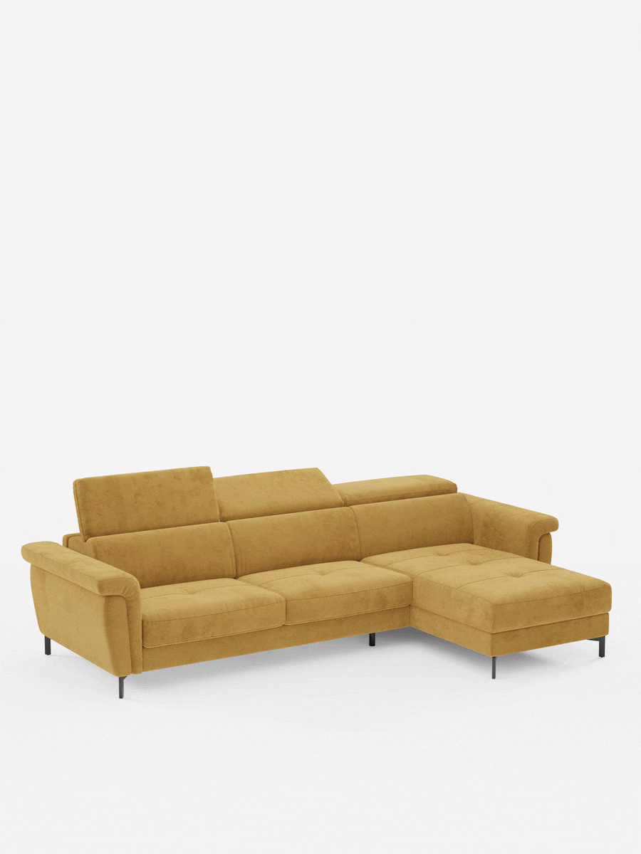 Capri canapé convertible avec méridienne coffre et têtières réglables - Tissu Effet Velours Détachable T30