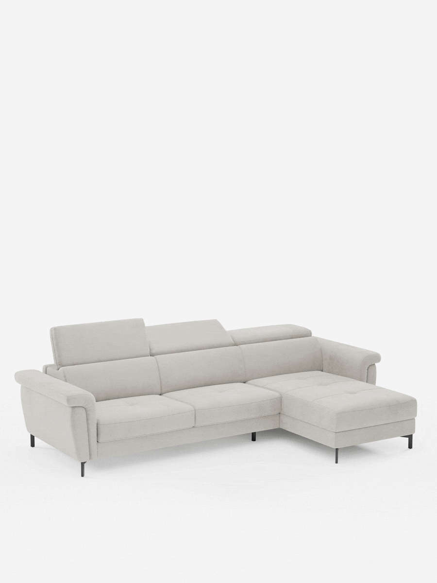 Capri canapé convertible avec méridienne coffre et têtières réglables - Tissu Effet Velours Détachable T30