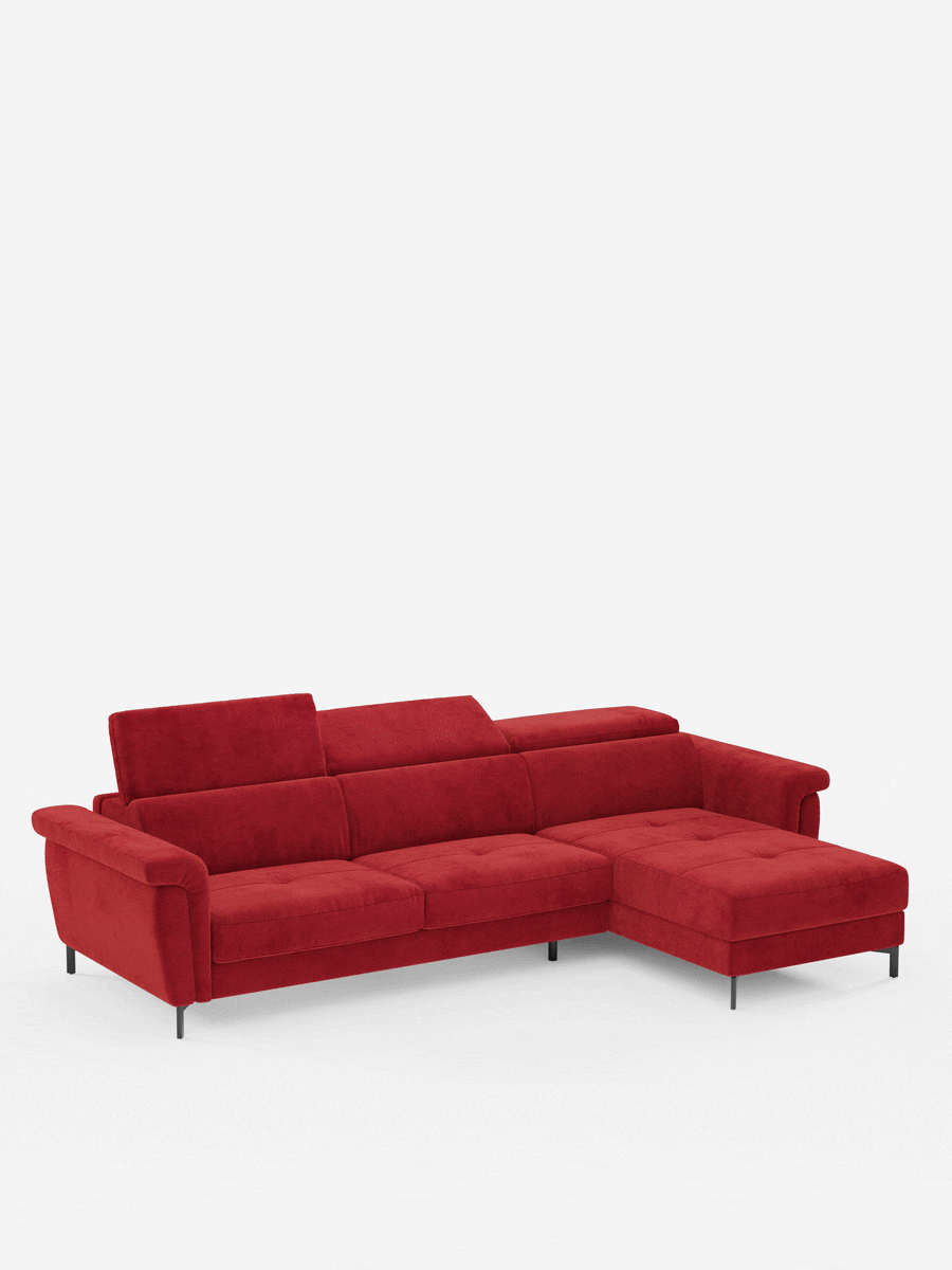 Capri canapé convertible avec méridienne coffre et têtières réglables - Tissu Effet Velours Détachable T30