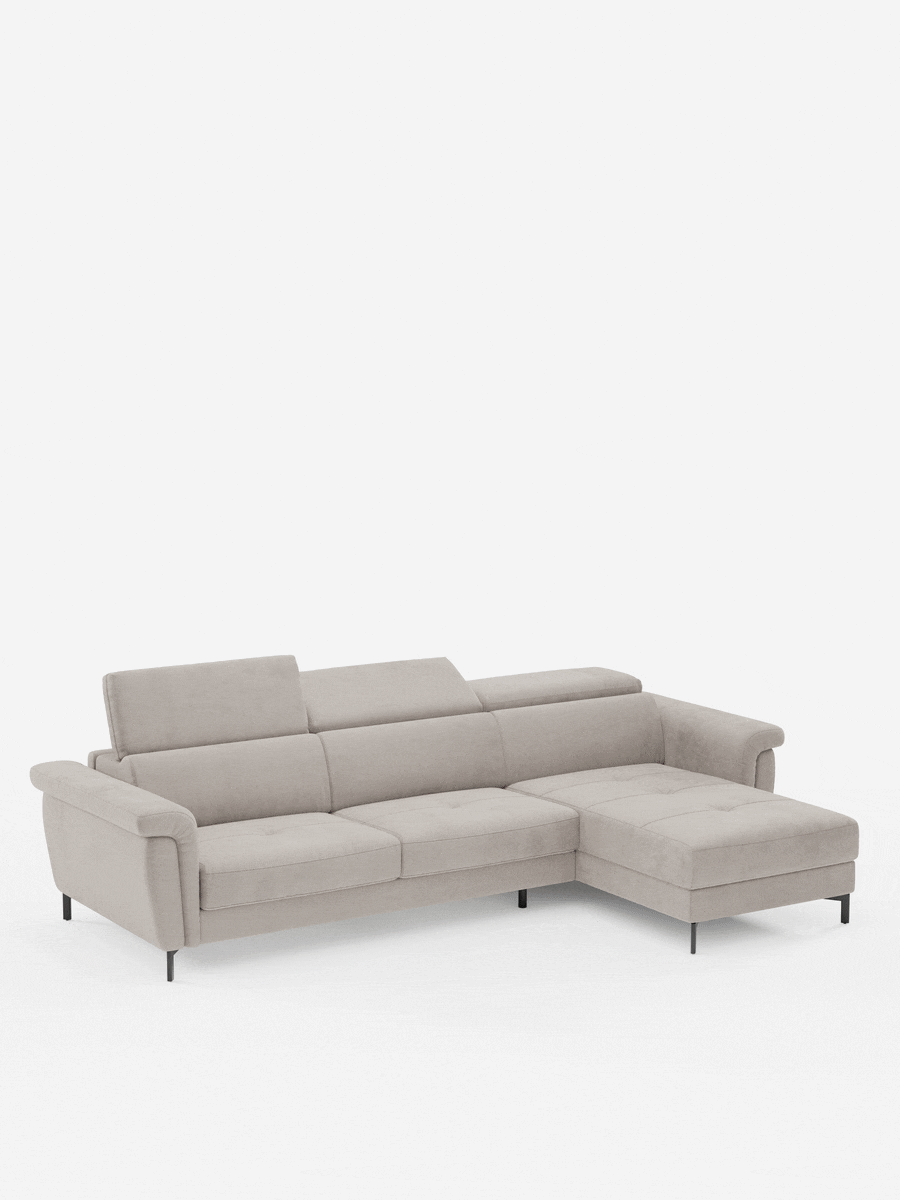 Capri canapé convertible avec méridienne coffre et têtières réglables - Tissu Effet Velours Détachable T30