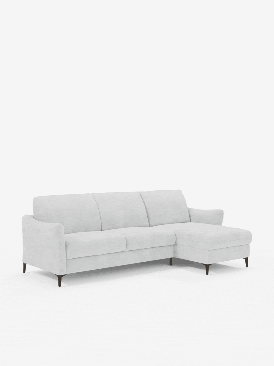 Dalia canapé-lit avec méridienne coffre de rangement et matelas de 18 cm de hauteur - pieds hauts et tissu anti-taches T30