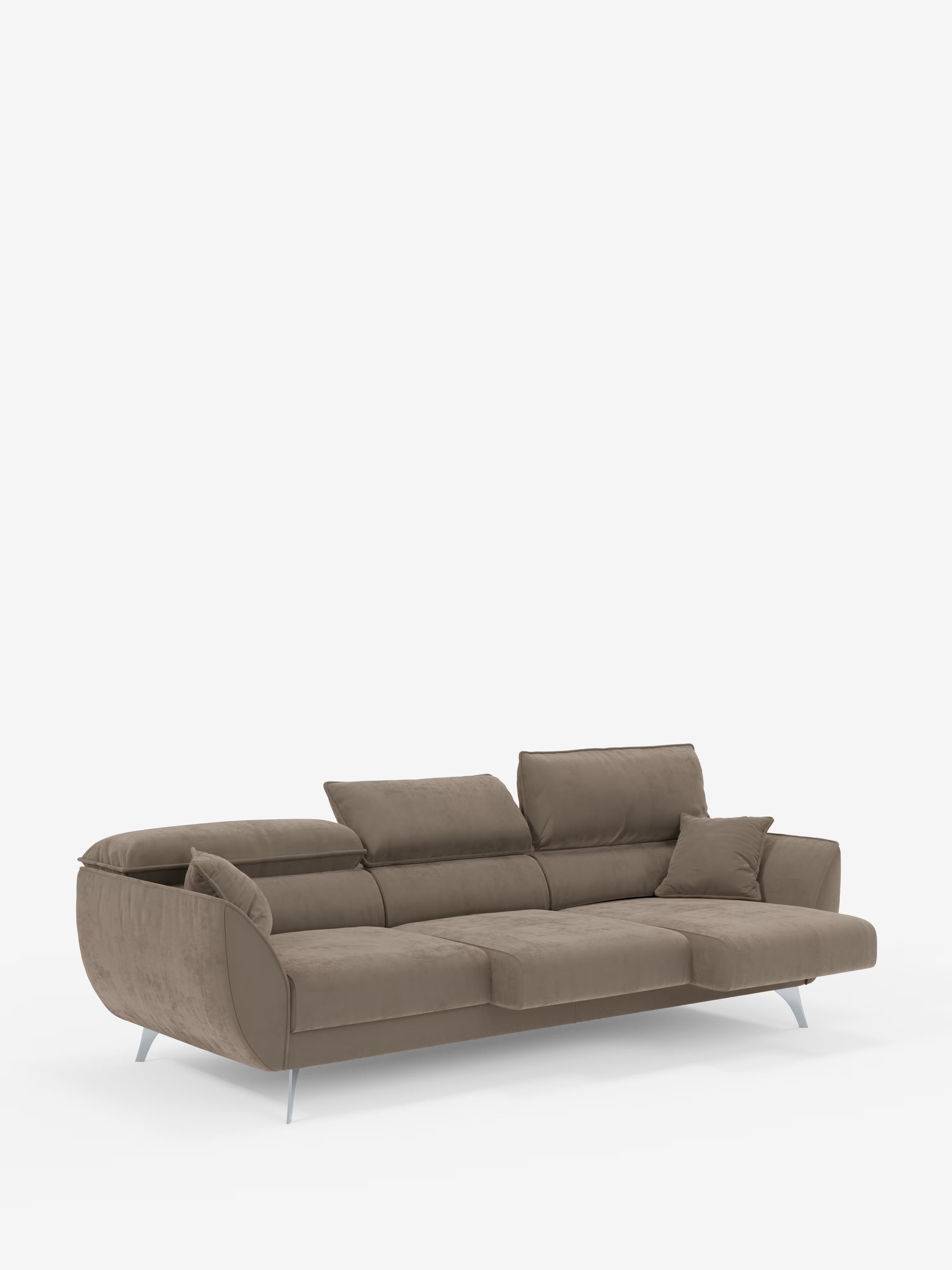 Michelangelo 4 places - Canapé avec 3 assises coulissantes et têtières réglables en tissu détachable T30