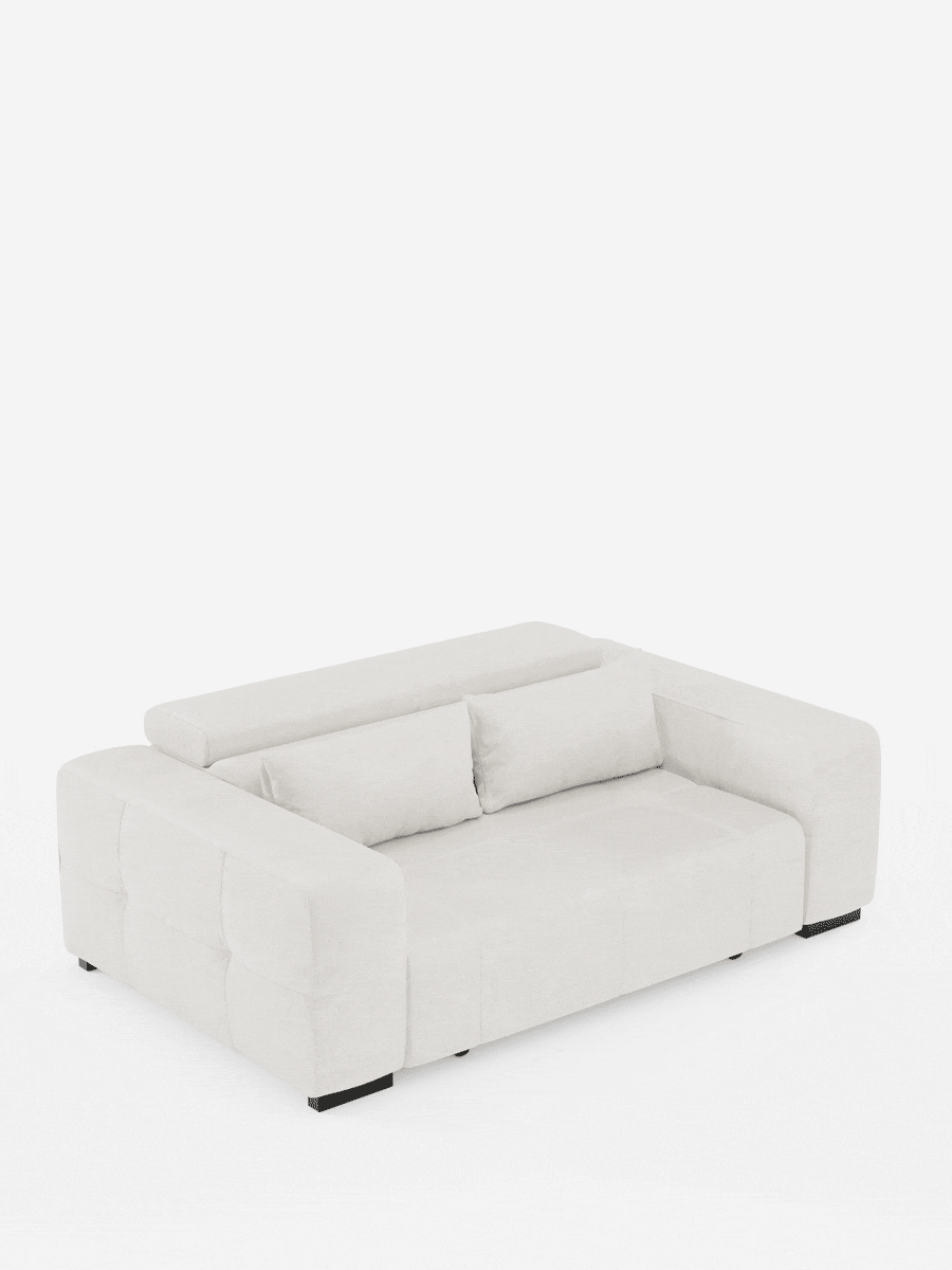 Monarch Canapé avec relaxation électrique pour allongement des assises et appuie-tête inclinable en tissu doux anti-taches T31