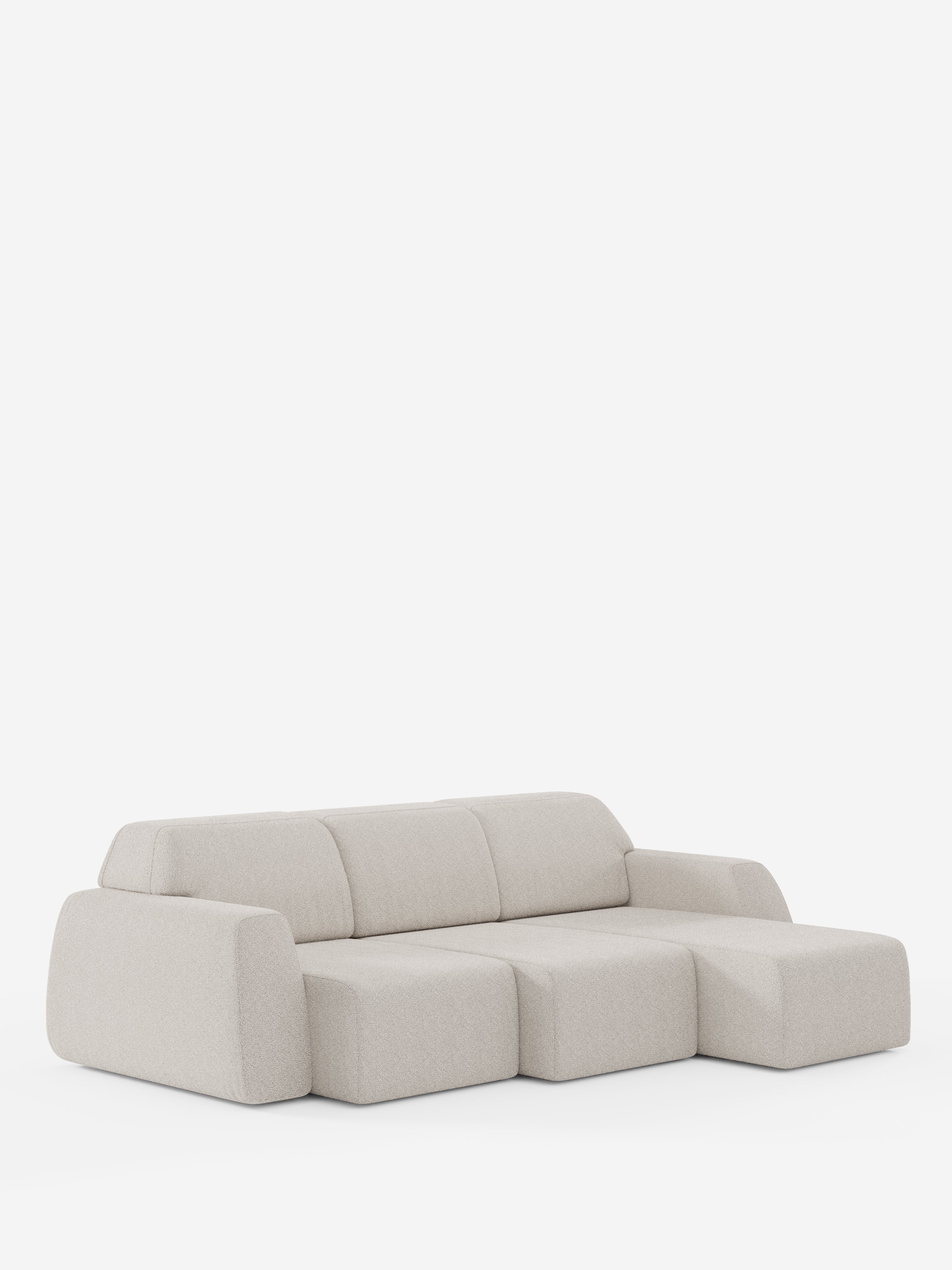 Orbit canapé d’angle avec méridienne réversible et toutes les assises allongeables en tissu anti-taches effet coton T33