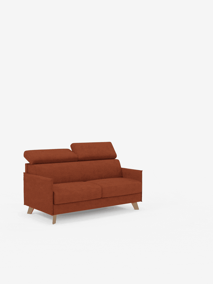 Sole canapé-lit double au design compact – appuie-têtes inclinables et 100% déhoussable en tissu anti-taches T23