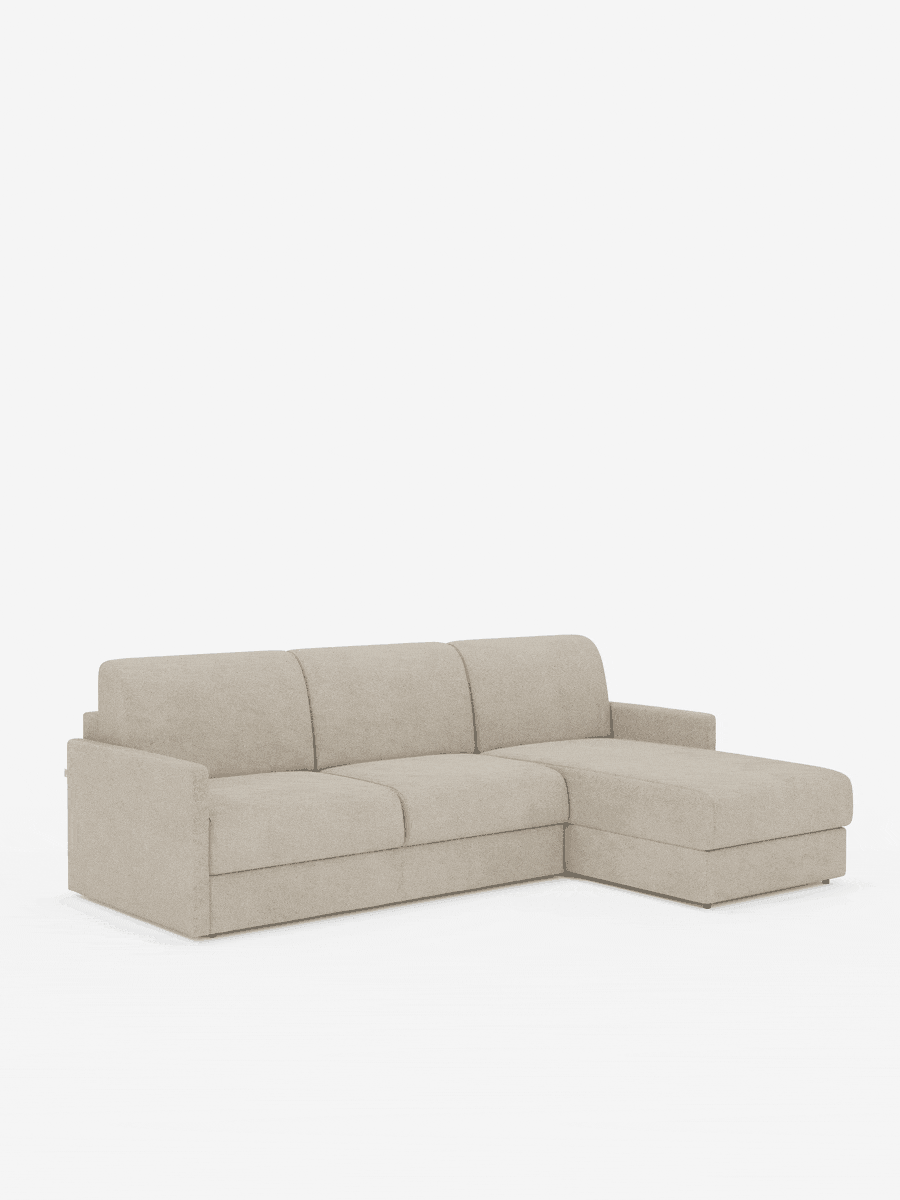 Tommy Divano Letto con penisola contenitore - design minimal e sfoderabile in tessuto smacchiabile simil cotone T33