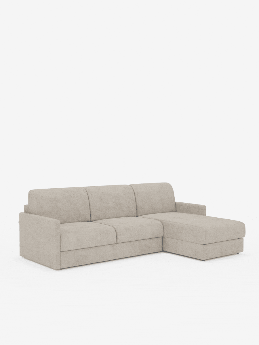 Tommy Divano Letto con penisola contenitore - design minimal e sfoderabile in tessuto smacchiabile simil cotone T33
