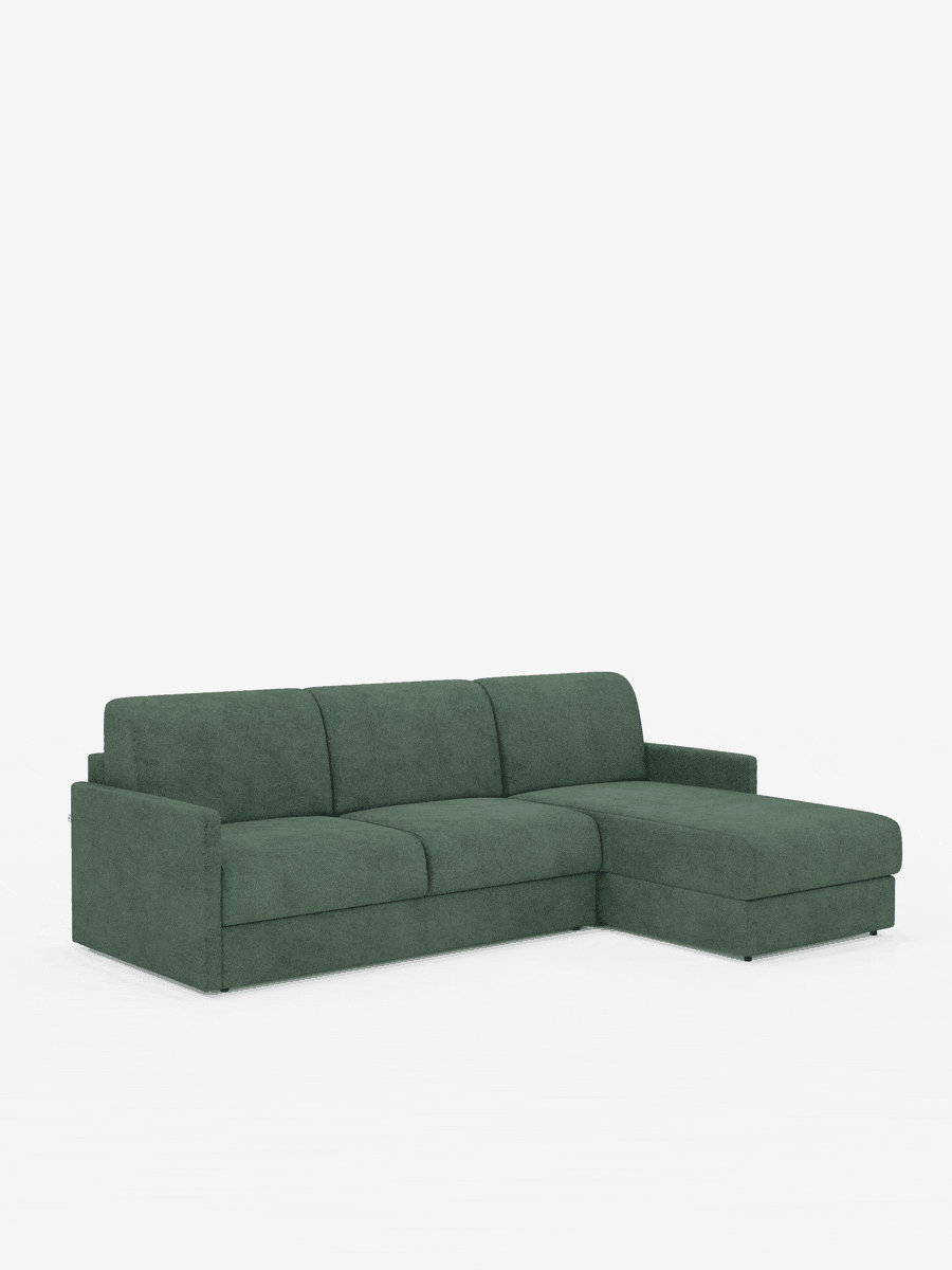 Tommy Divano Letto con penisola contenitore - design minimal e sfoderabile in tessuto smacchiabile simil cotone T33