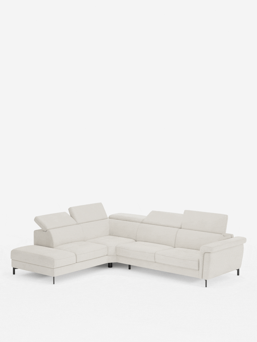 Capri canapé d'angle convertible avec Têtières Réglables et Matelas haute performance en Tissu Effet Velours Détachable T30