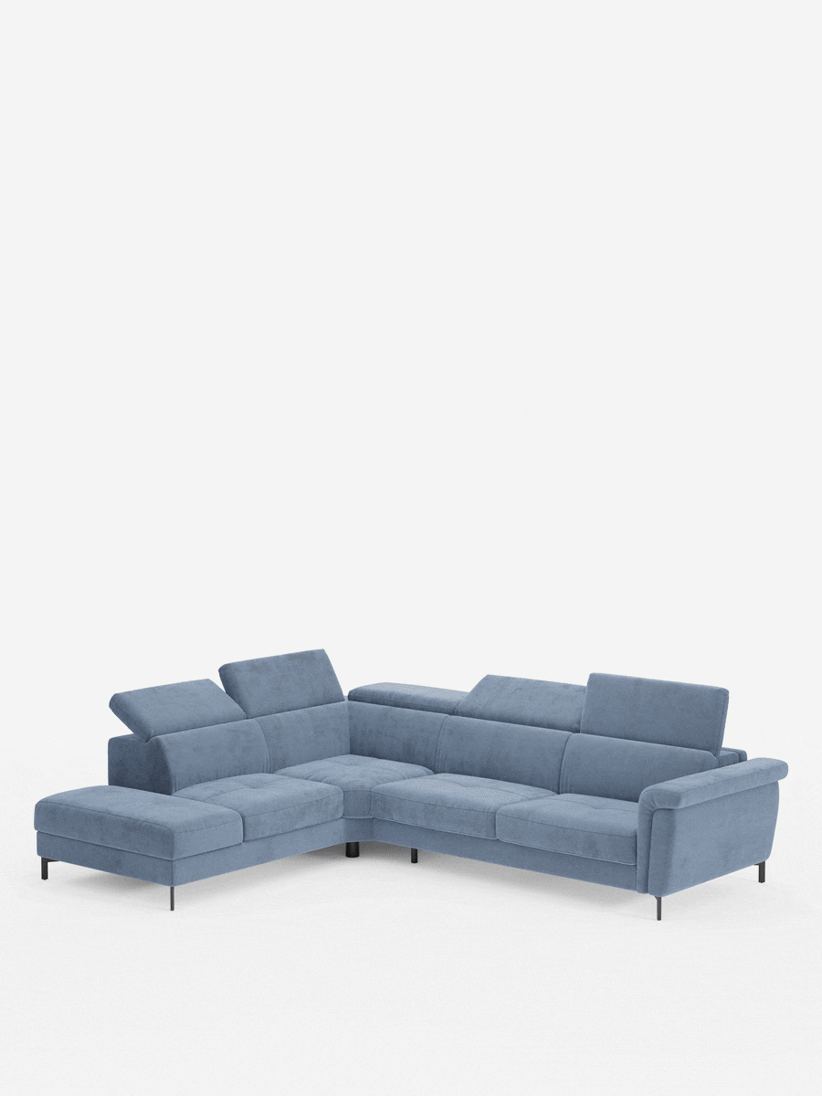Capri canapé d'angle convertible avec Têtières Réglables et Matelas haute performance en Tissu Effet Velours Détachable T30
