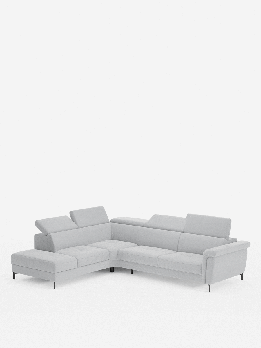 Capri canapé d'angle convertible avec Têtières Réglables et Matelas haute performance en Tissu Effet Velours Détachable T30