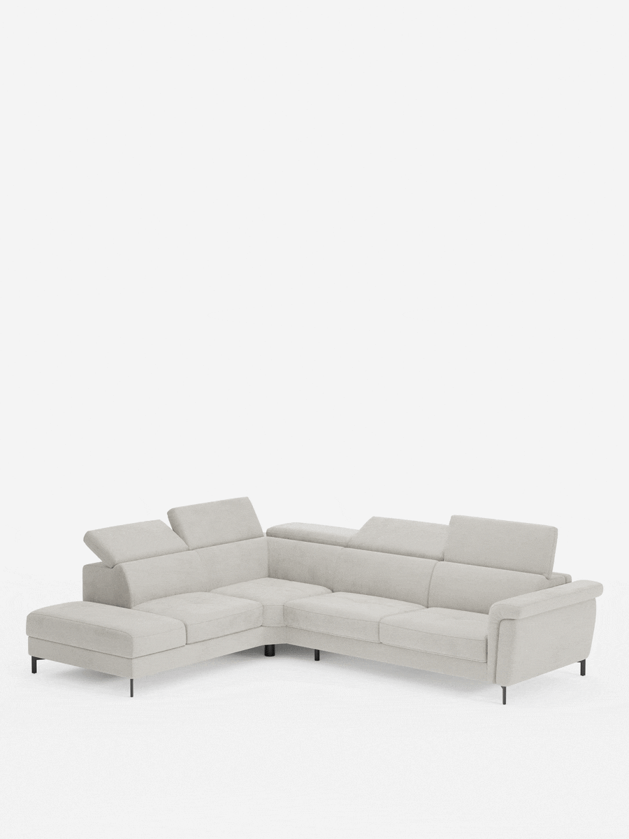 Capri canapé d'angle convertible avec Têtières Réglables et Matelas haute performance en Tissu Effet Velours Détachable T30
