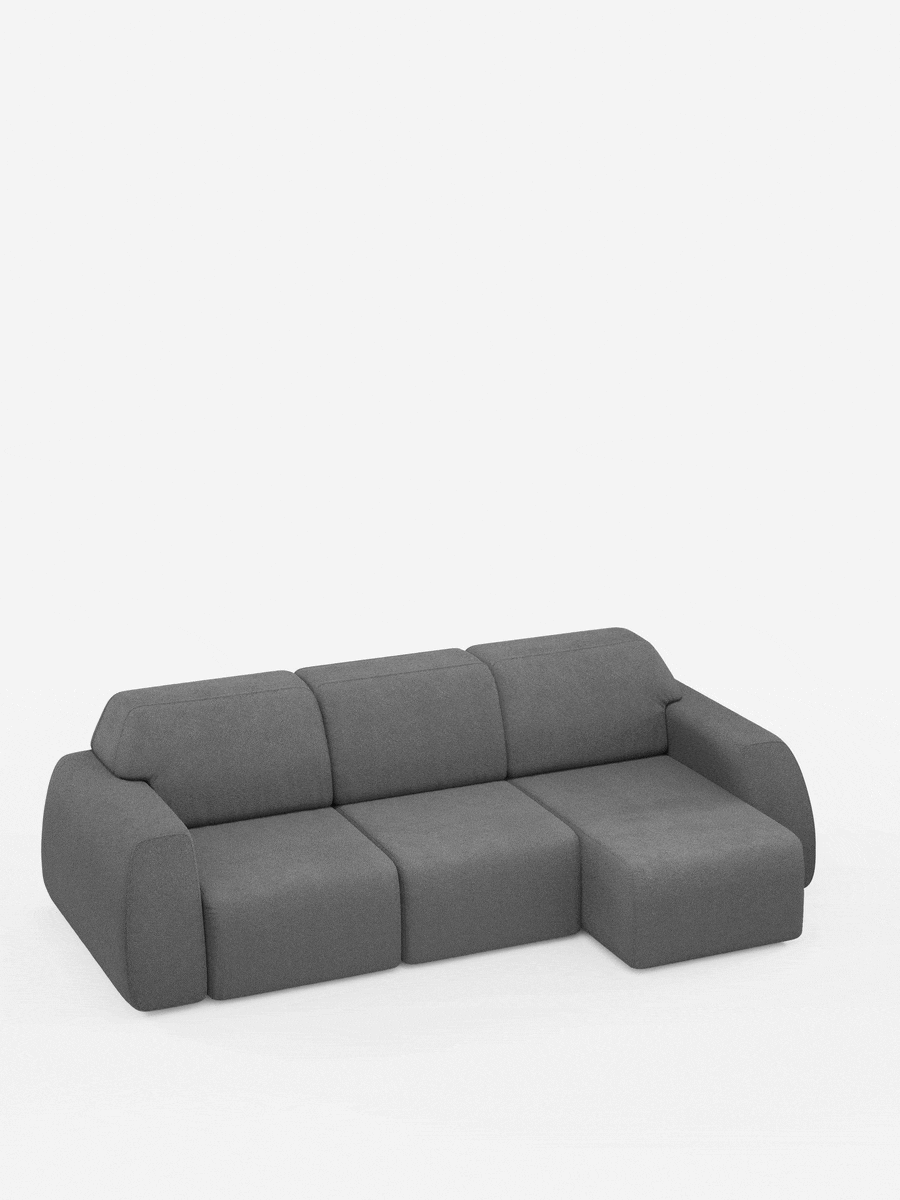 Orbit canapé d’angle avec méridienne réversible et toutes les assises allongeables en tissu anti-taches effet coton T33