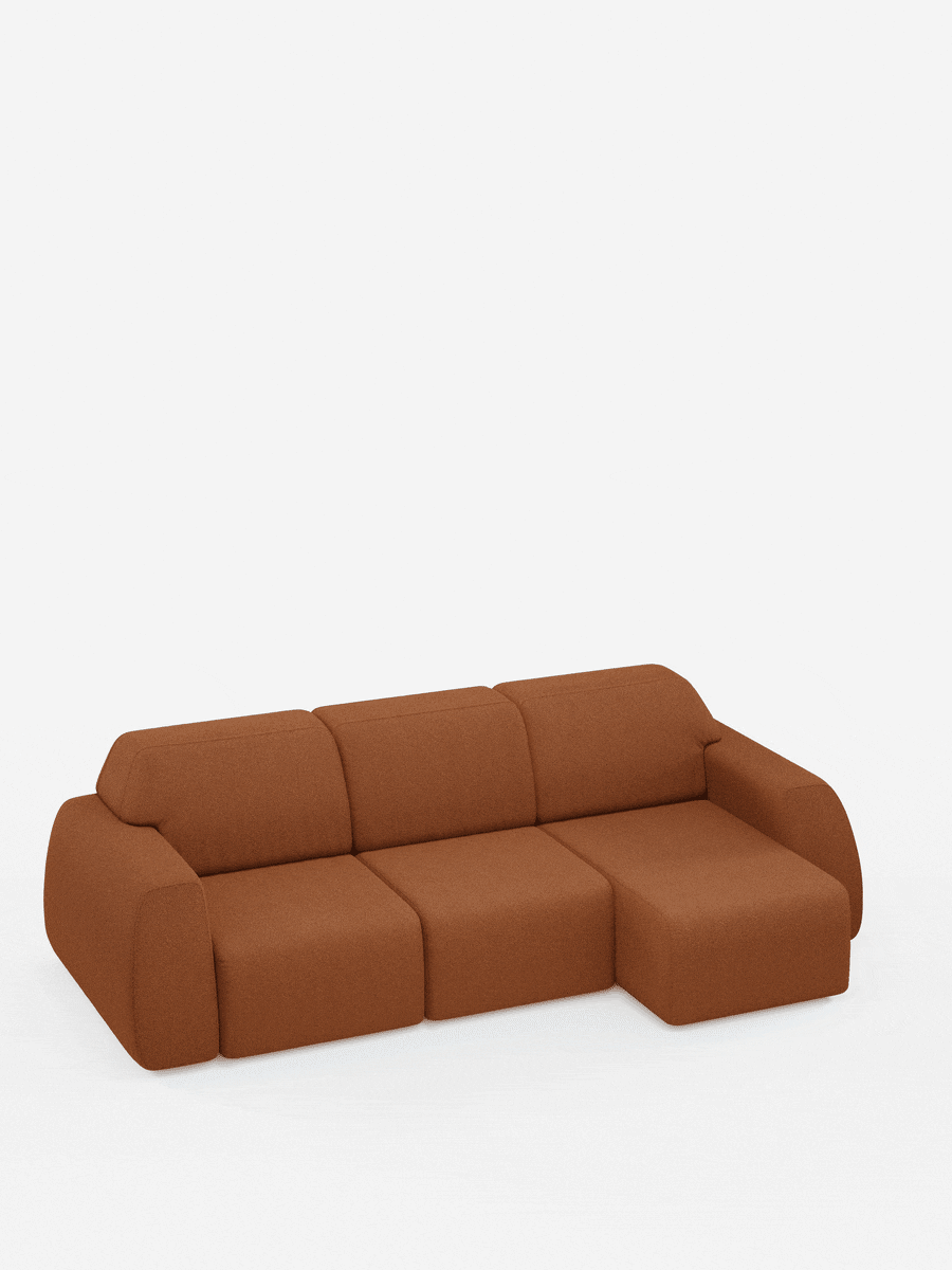 Orbit canapé d’angle avec méridienne réversible et toutes les assises allongeables en tissu anti-taches effet coton T33
