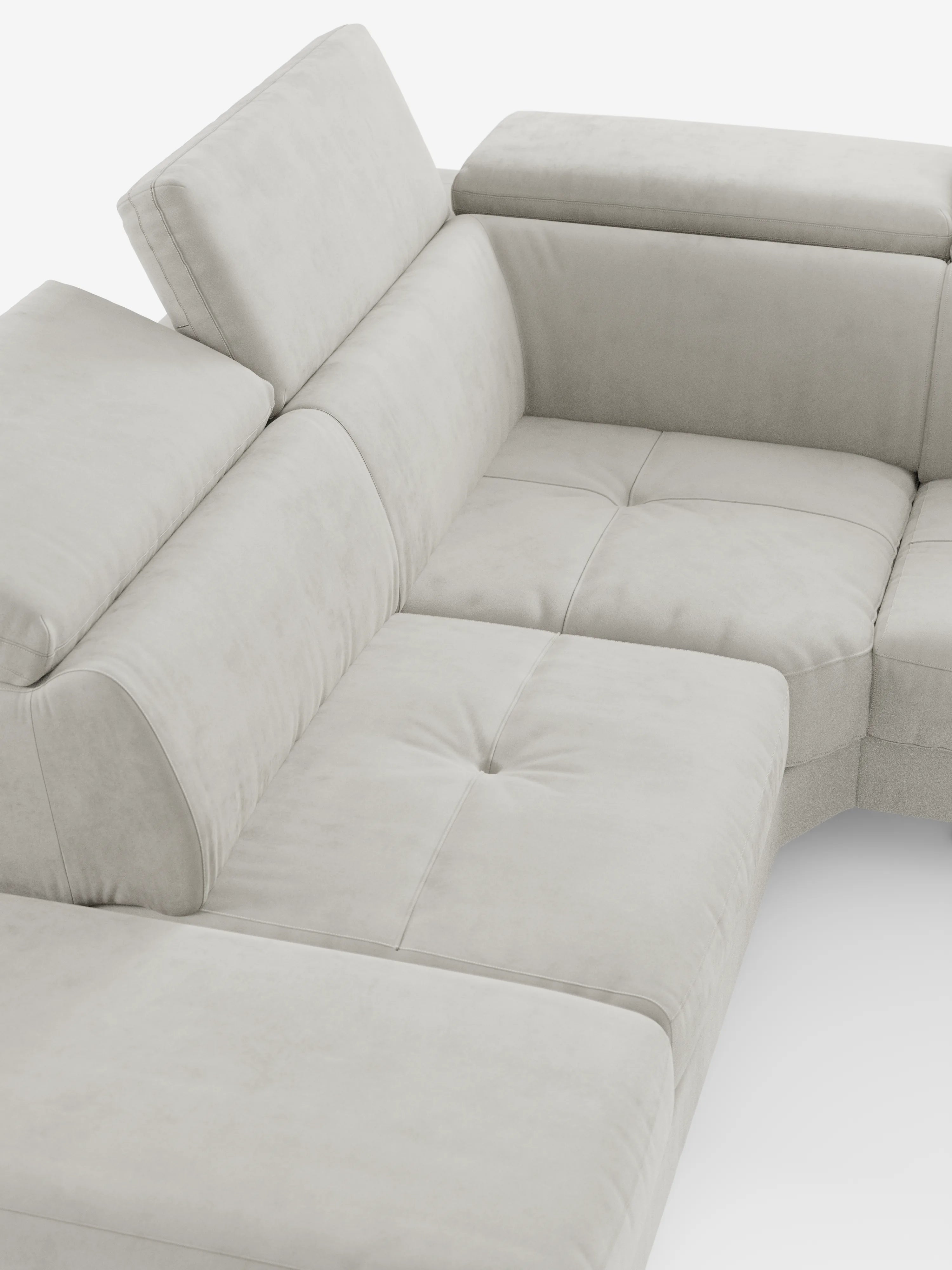 Capri canapé d'angle convertible avec Têtières Réglables et Matelas haute performance en Tissu Effet Velours Détachable T30