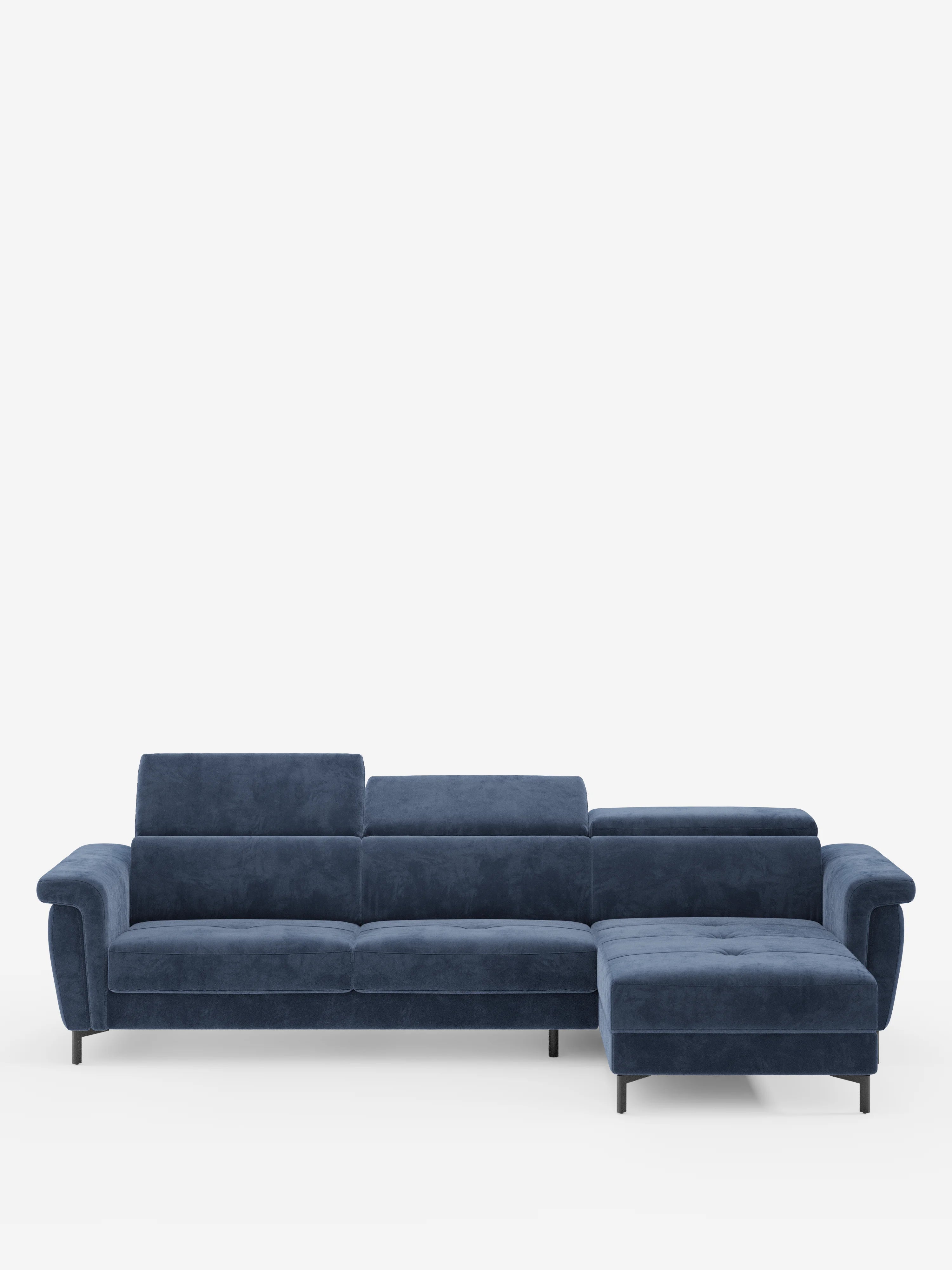 Capri canapé convertible avec méridienne coffre et têtières réglables - Tissu Effet Velours Détachable T30