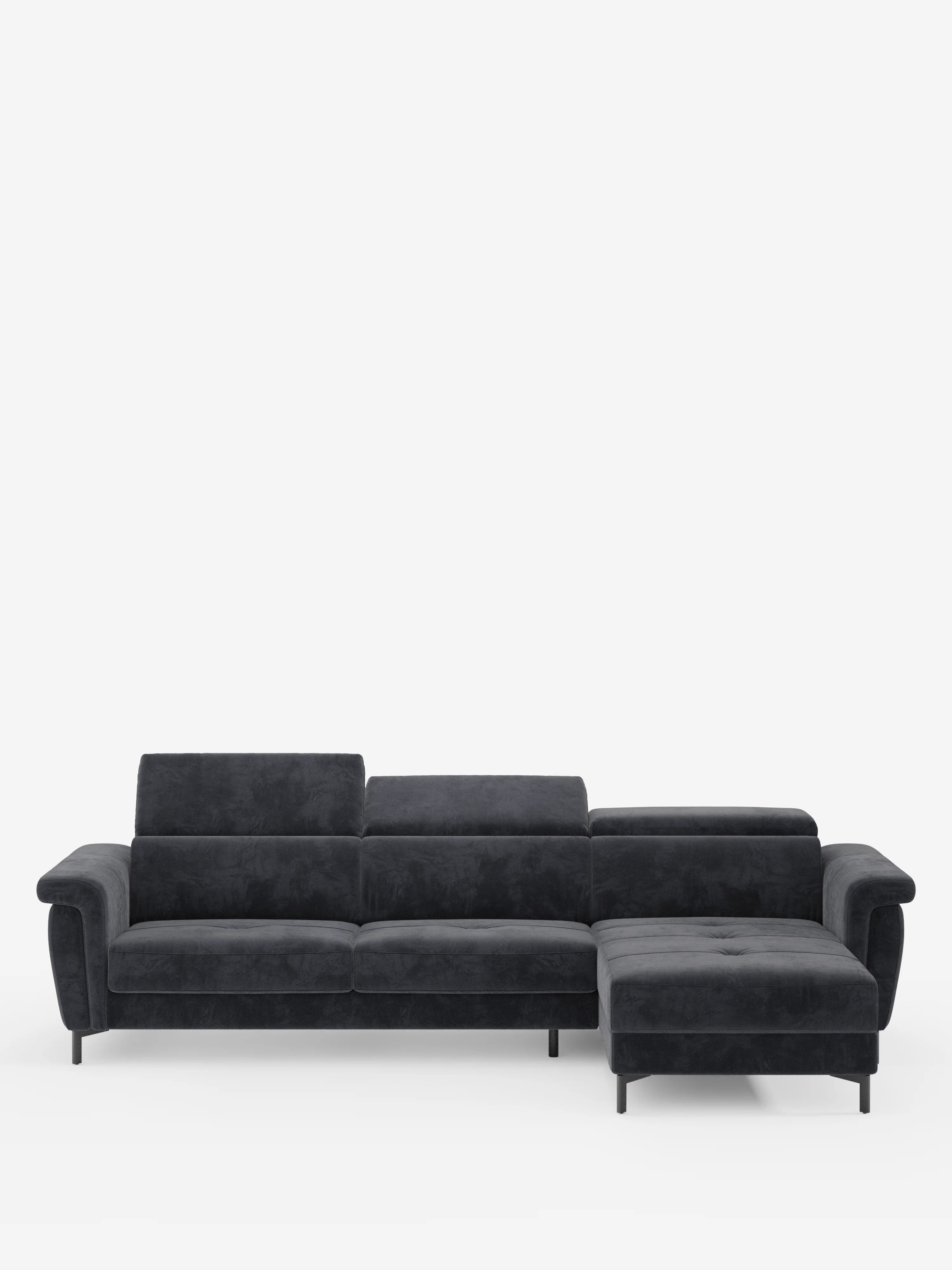 Capri canapé convertible avec méridienne coffre et têtières réglables - Tissu Effet Velours Détachable T30