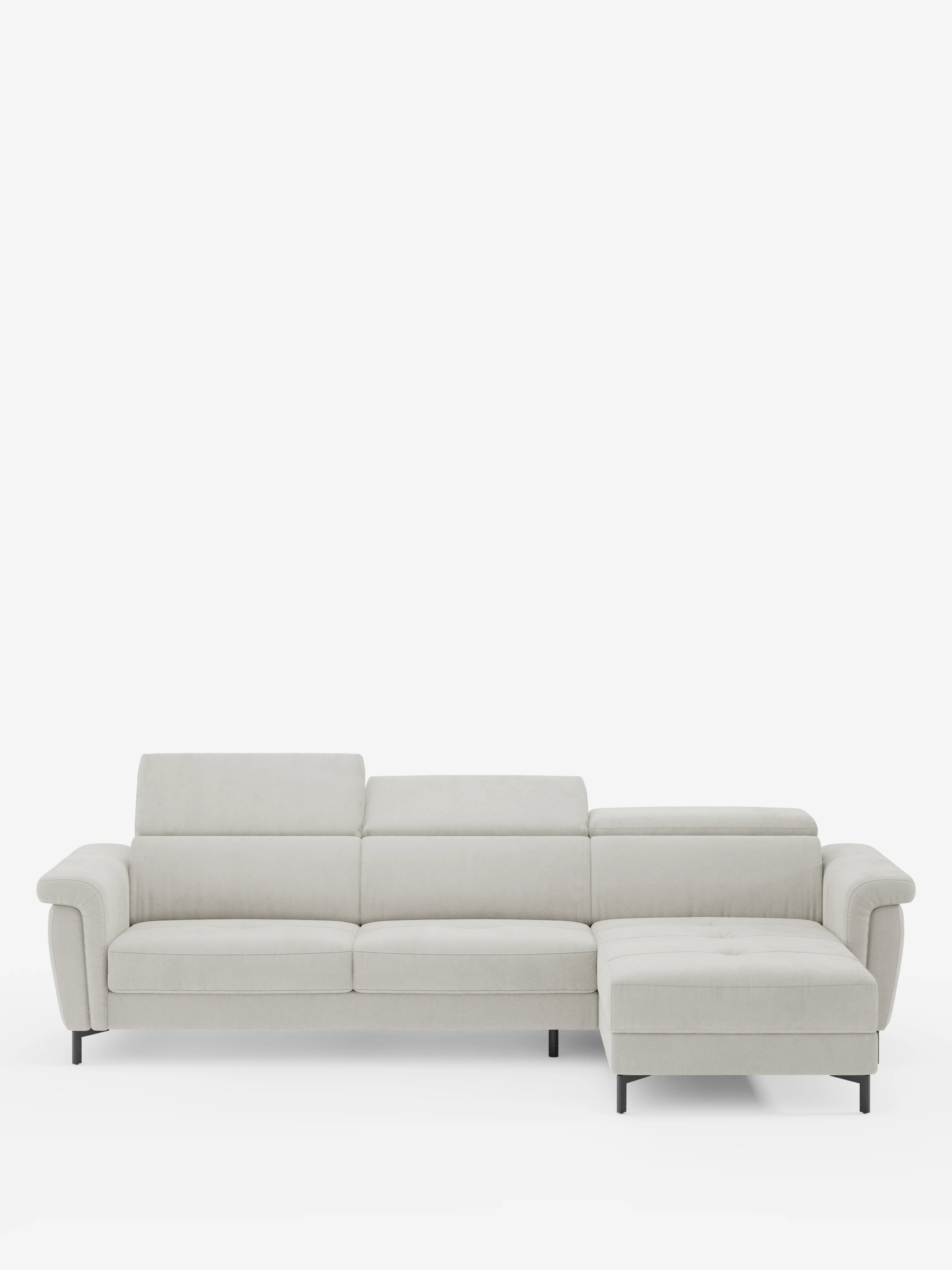 Capri canapé convertible avec méridienne coffre et têtières réglables - Tissu Effet Velours Détachable T30