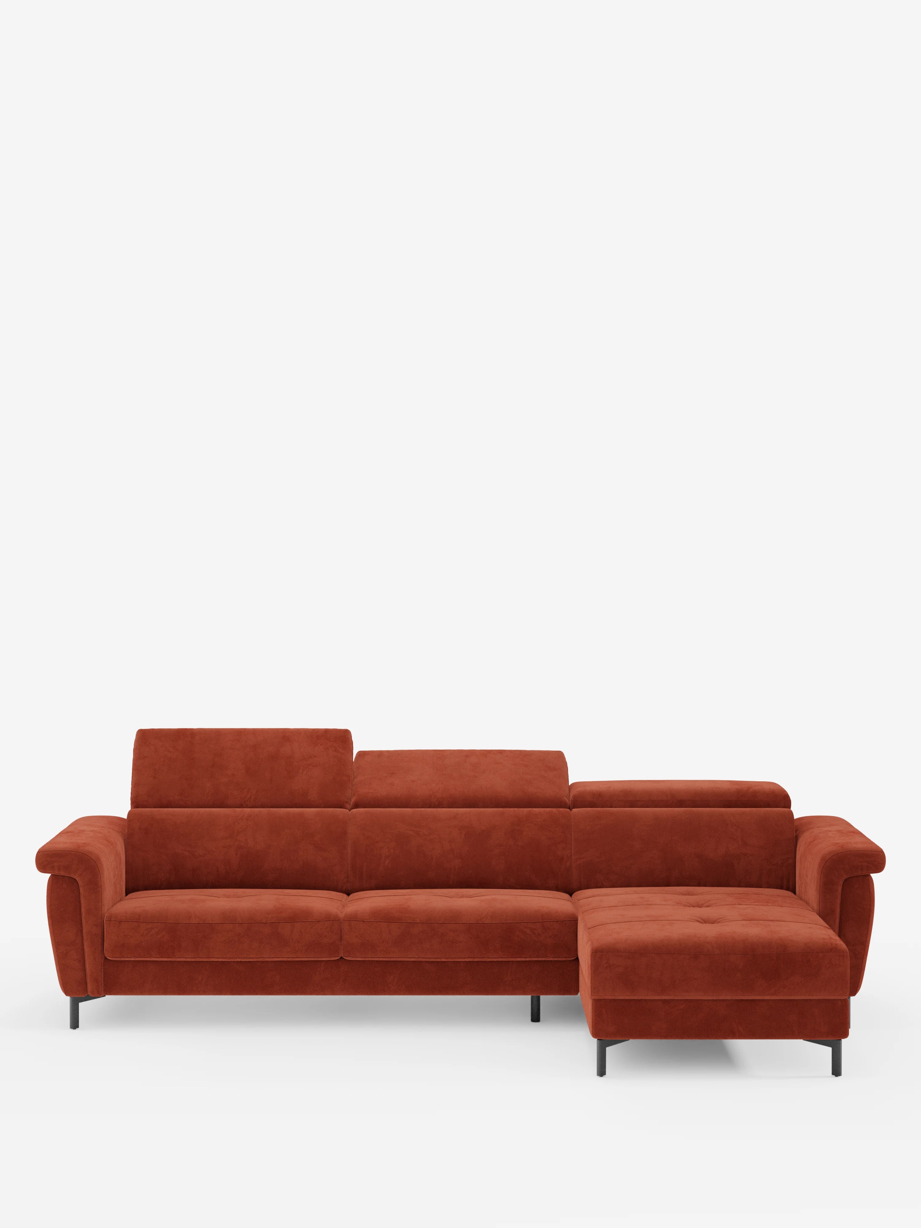Capri canapé convertible avec méridienne coffre et têtières réglables - Tissu Effet Velours Détachable T30
