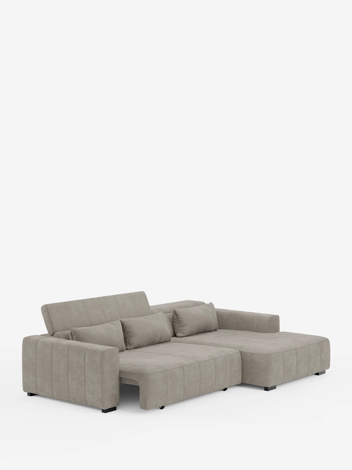 Doric Canapé d’angle avec méridienne et assises extensibles avec relax électrique - appuie-têtes inclinables en tissu anti-taches T23
