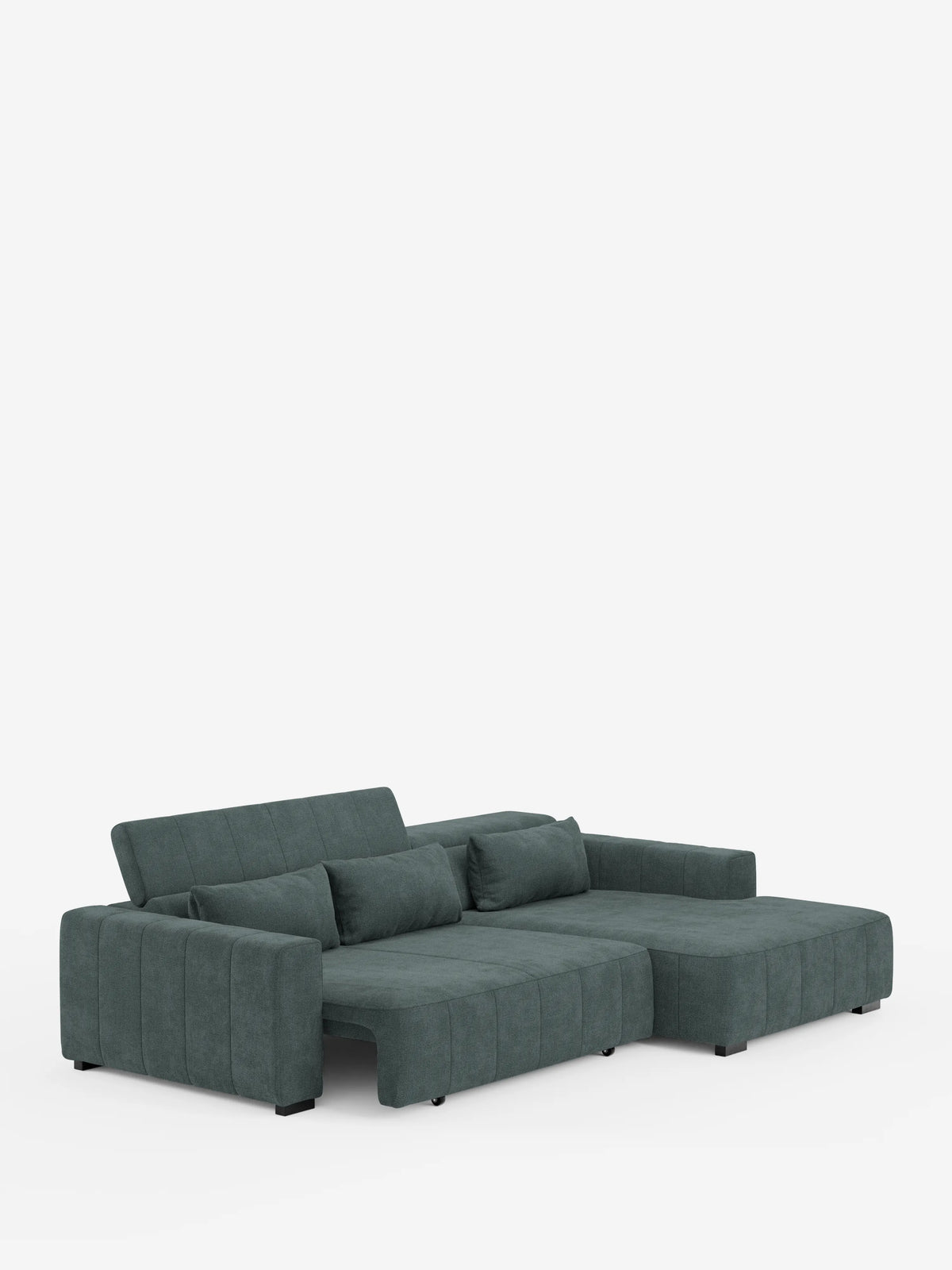Doric Canapé d’angle avec méridienne et assises extensibles avec relax électrique - appuie-têtes inclinables en tissu anti-taches T23