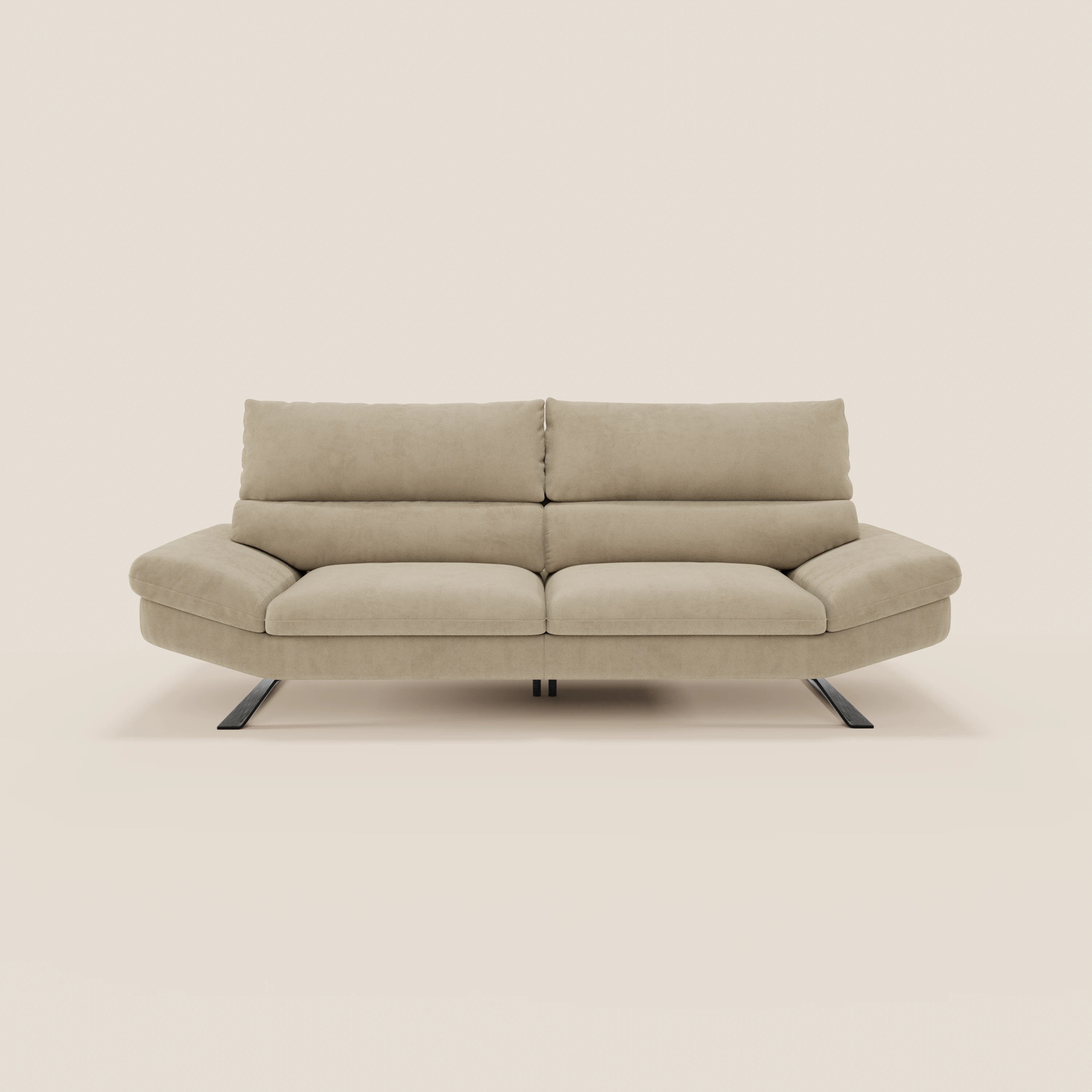 Eclipse Divano dal design moderno 2 e 3 posti con schienali traslanti - piedini alti in elegante microfibra smacchiabile T11 - divani.store