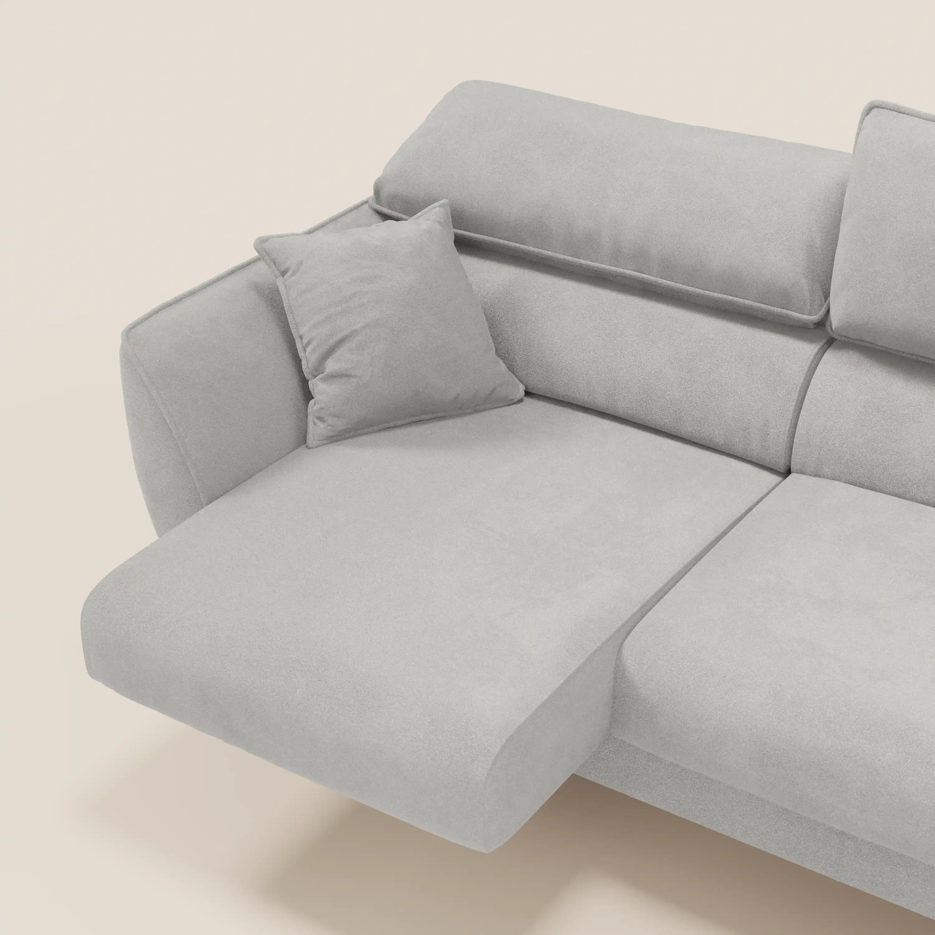 Michelangelo Divano Angolare con Penisola e Sedute Estensibili - Poggiatesta reclinabili in raffinato tessuto smacchiabile effetto vellutino T30 - divani.store