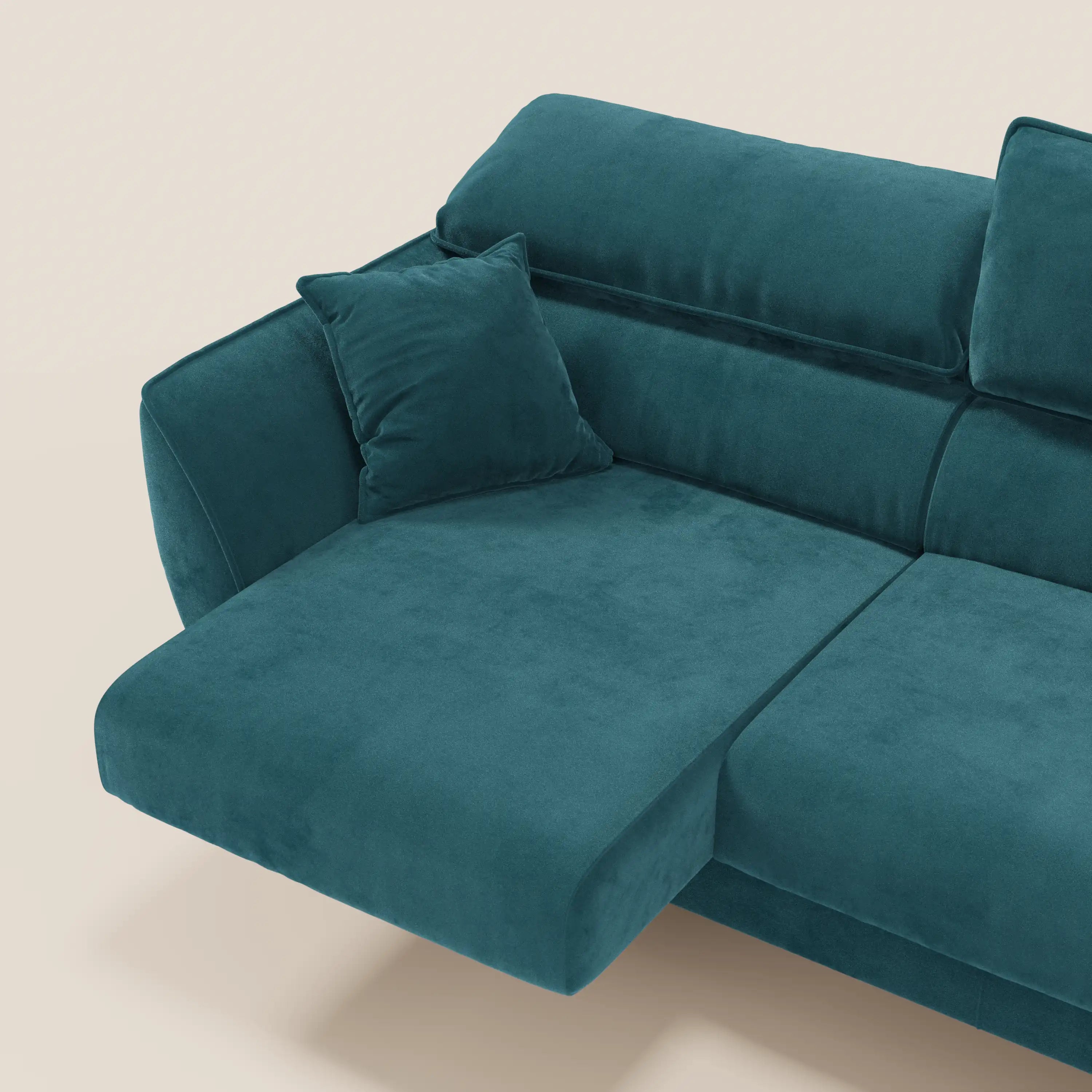 Michelangelo Divano Angolare con Penisola e Sedute Estensibili - Poggiatesta reclinabili in raffinato tessuto smacchiabile effetto vellutino T30 - divani.store