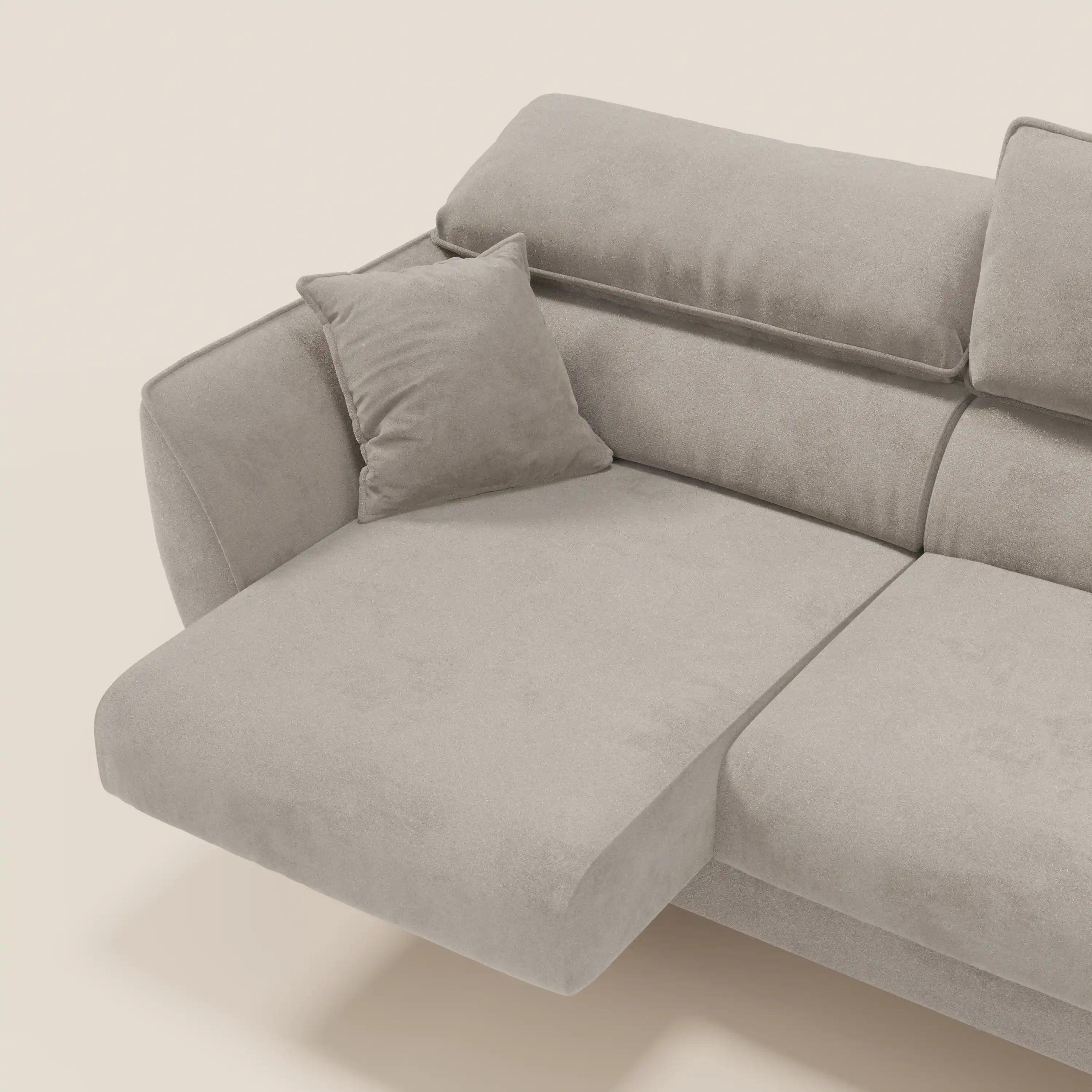 Michelangelo Divano Angolare con Penisola e Sedute Estensibili - Poggiatesta reclinabili in raffinato tessuto smacchiabile effetto vellutino T30 - divani.store
