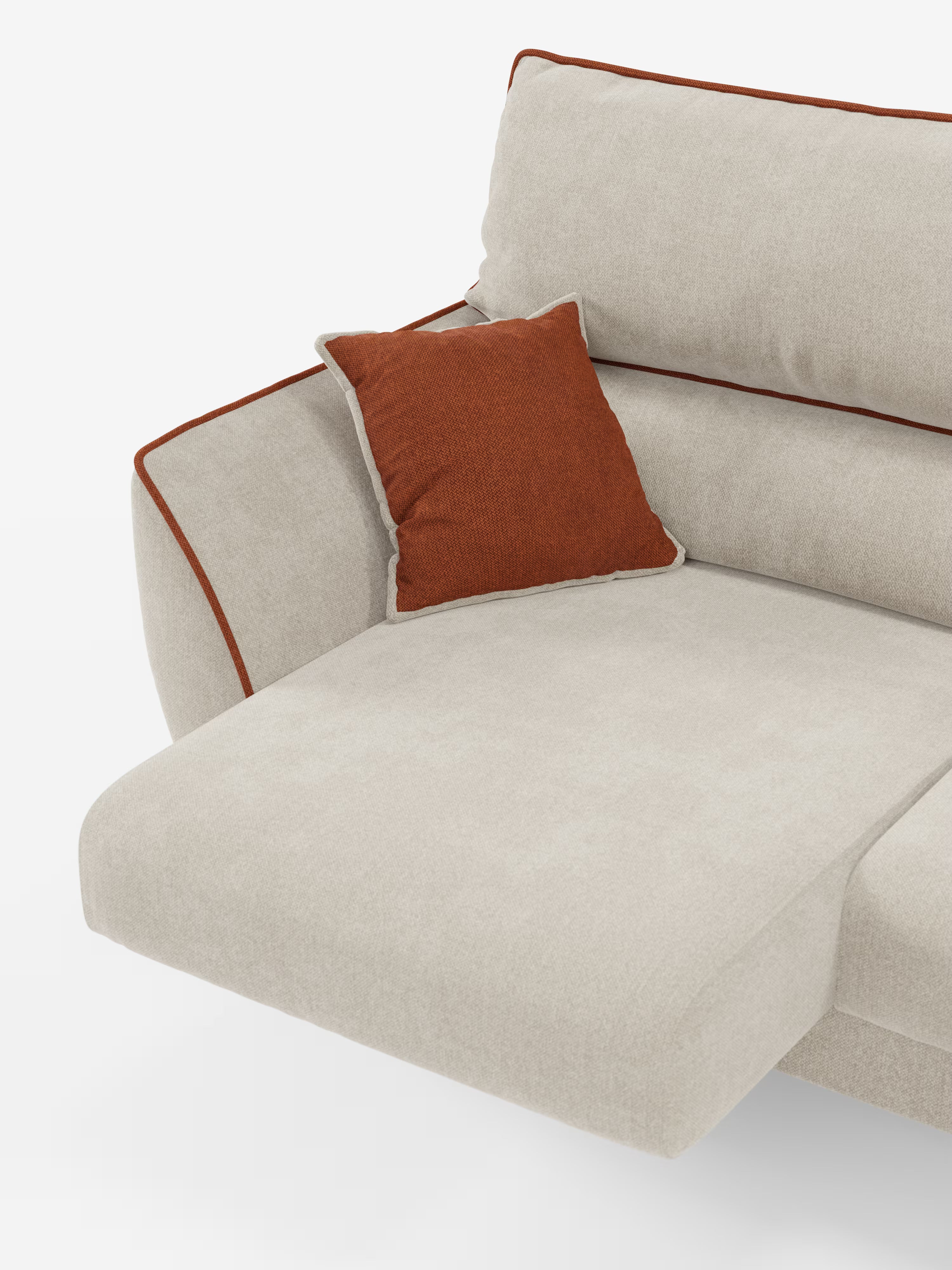 Michelangelo Canapé d'angle bicolore avec chaise longue et assises coulissantes - têtières réglables en tissu détachabale T23