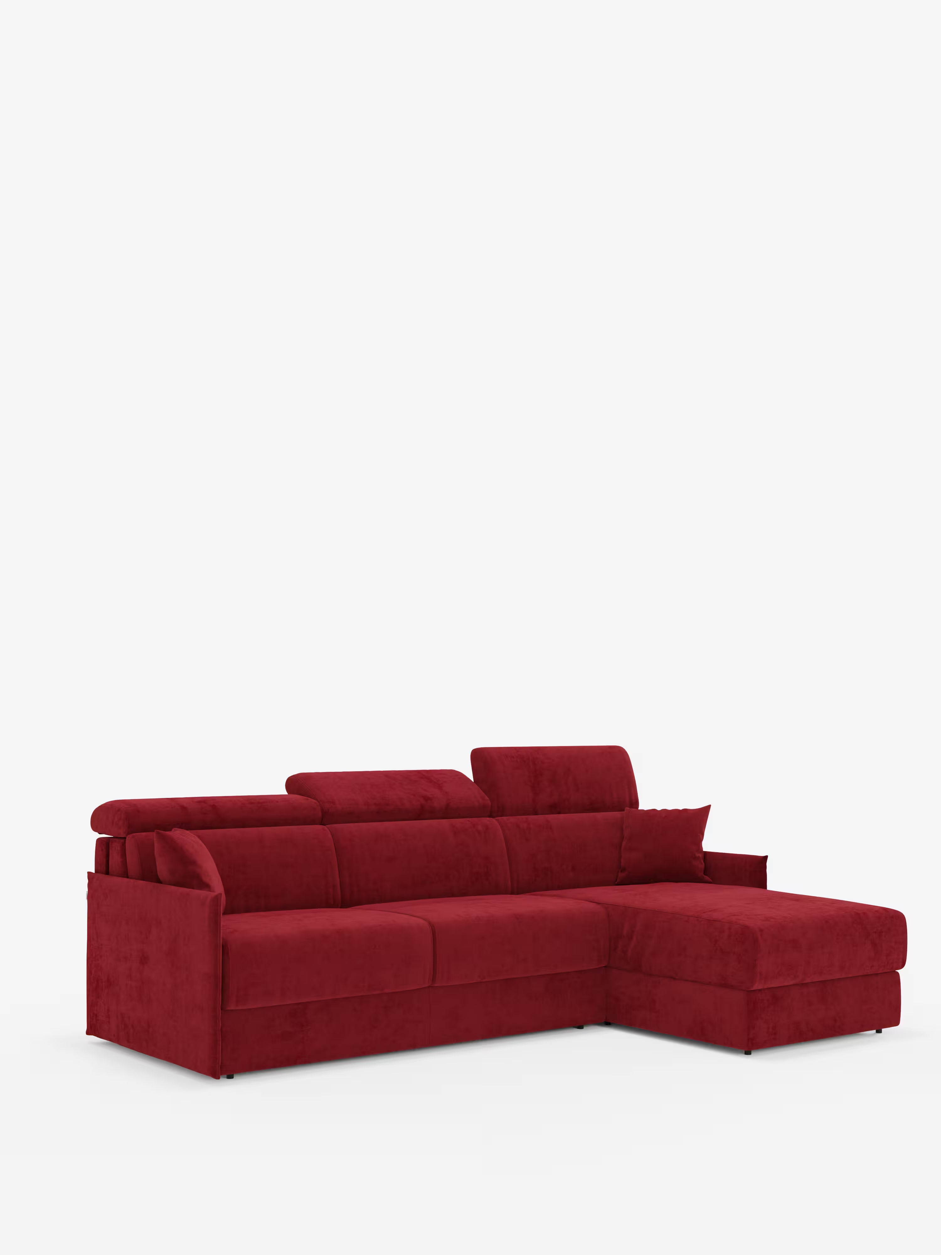 Miryam canapé convertible d'angle compact - têtières inclinables et méridienne coffre en tissu détachable T31