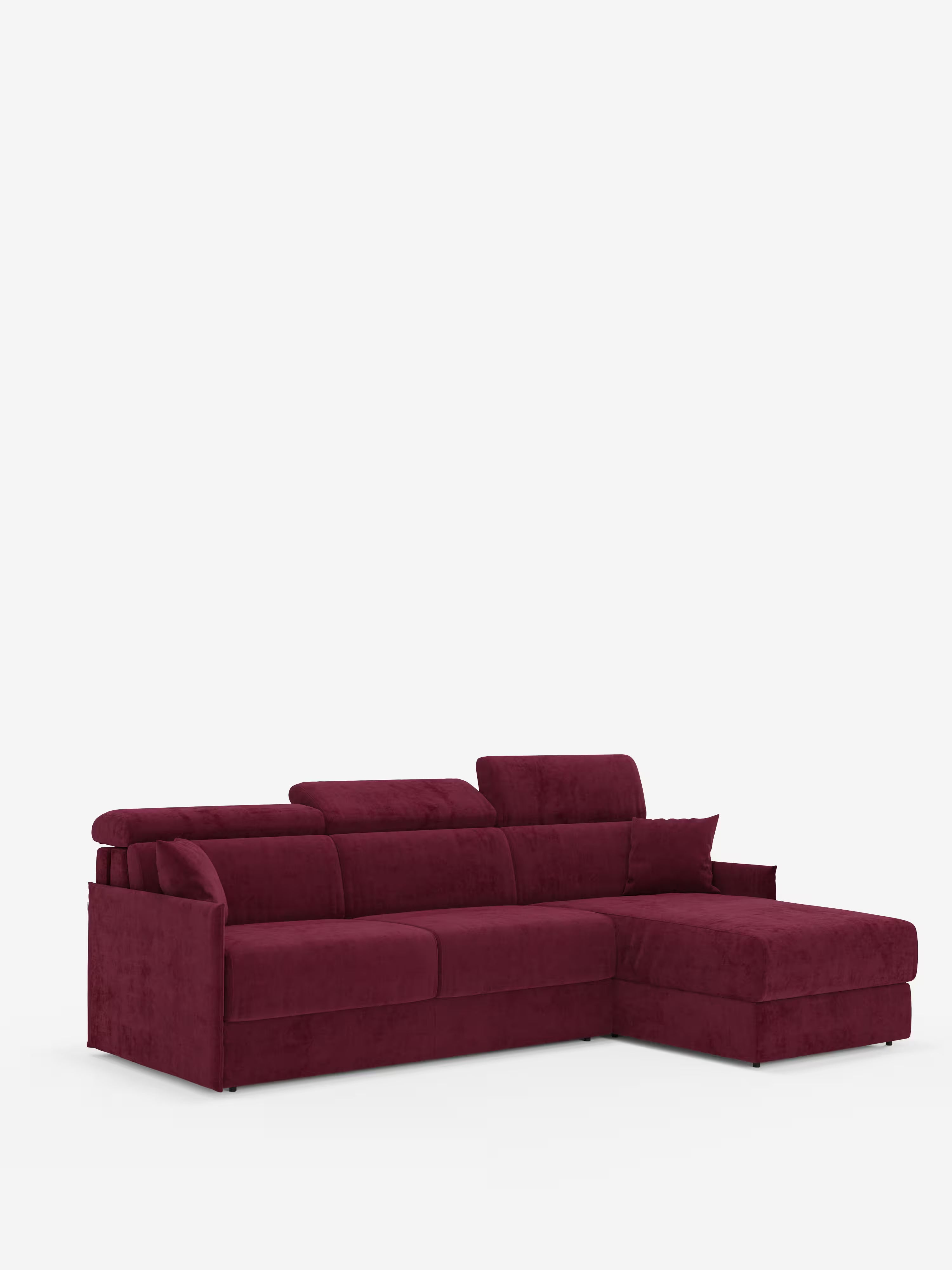 Miryam canapé convertible d'angle compact - têtières inclinables et méridienne coffre en tissu détachable T31
