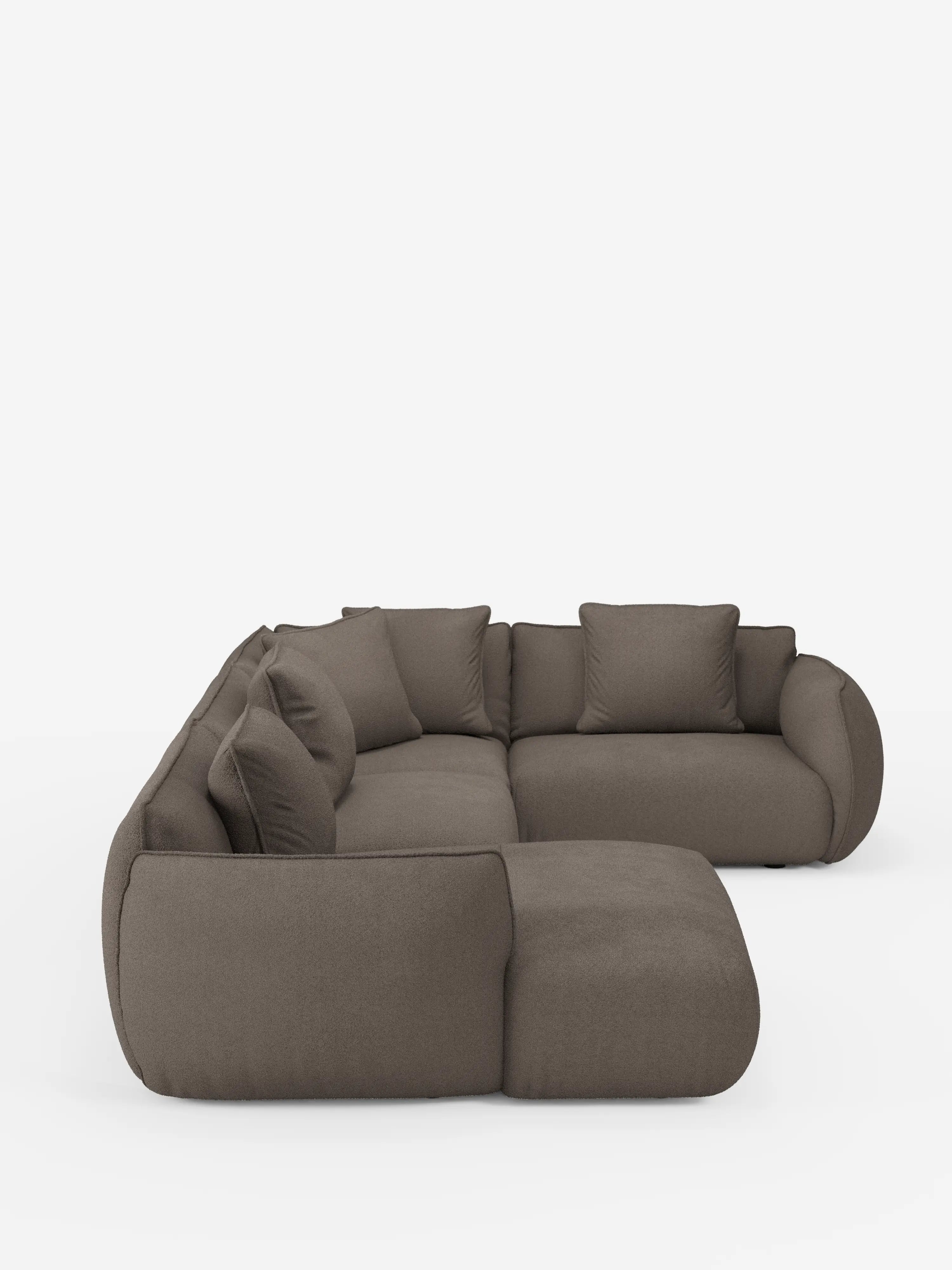 Nimbus canapé d’angle panoramique modulable avec méridienne et angle en tissu détachable T33