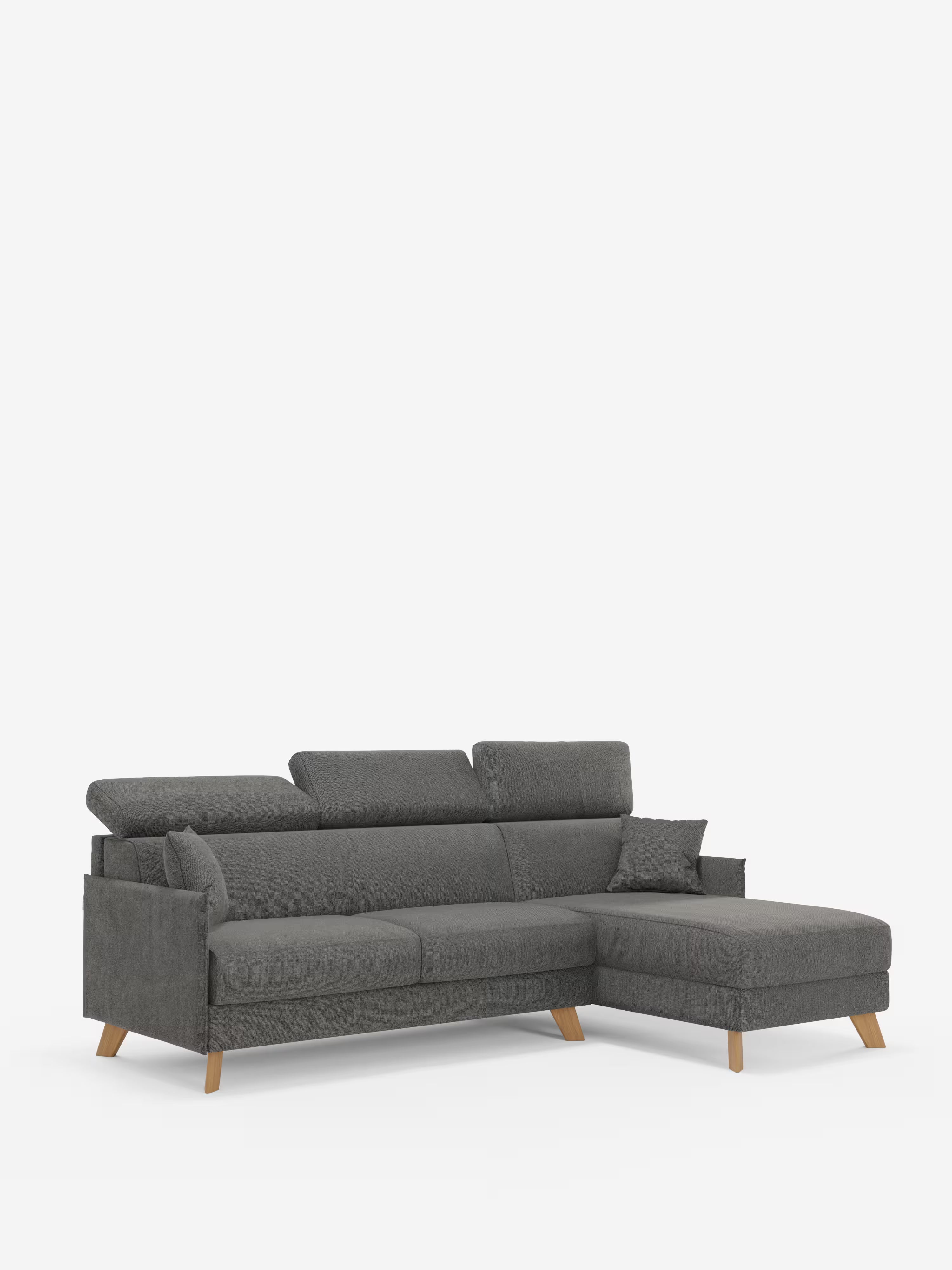 Sole Canapé d'angle convertible avec chaise longue avec coffre et têtières inclinables - tissu détachable T23