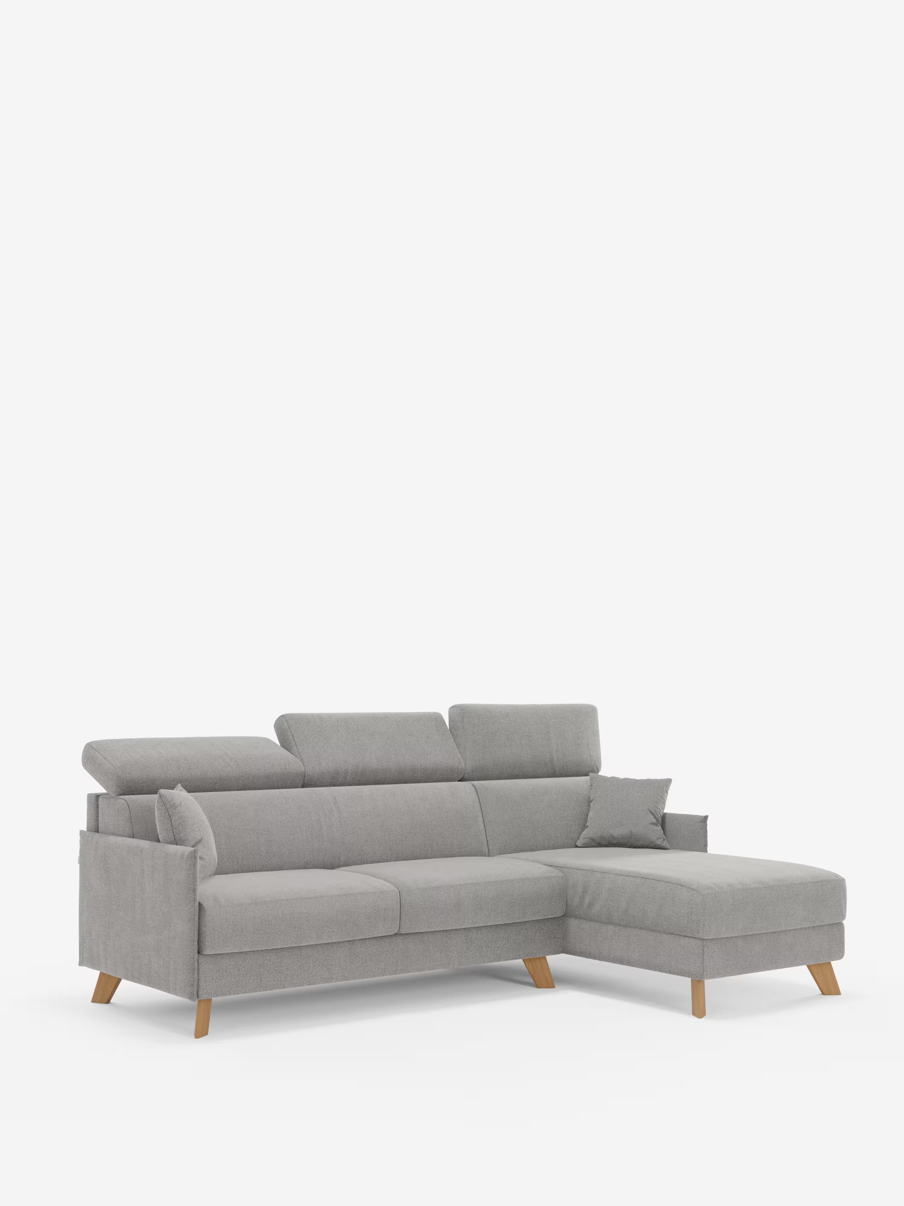 Sole Canapé d'angle convertible avec chaise longue avec coffre et têtières inclinables - tissu détachable T23